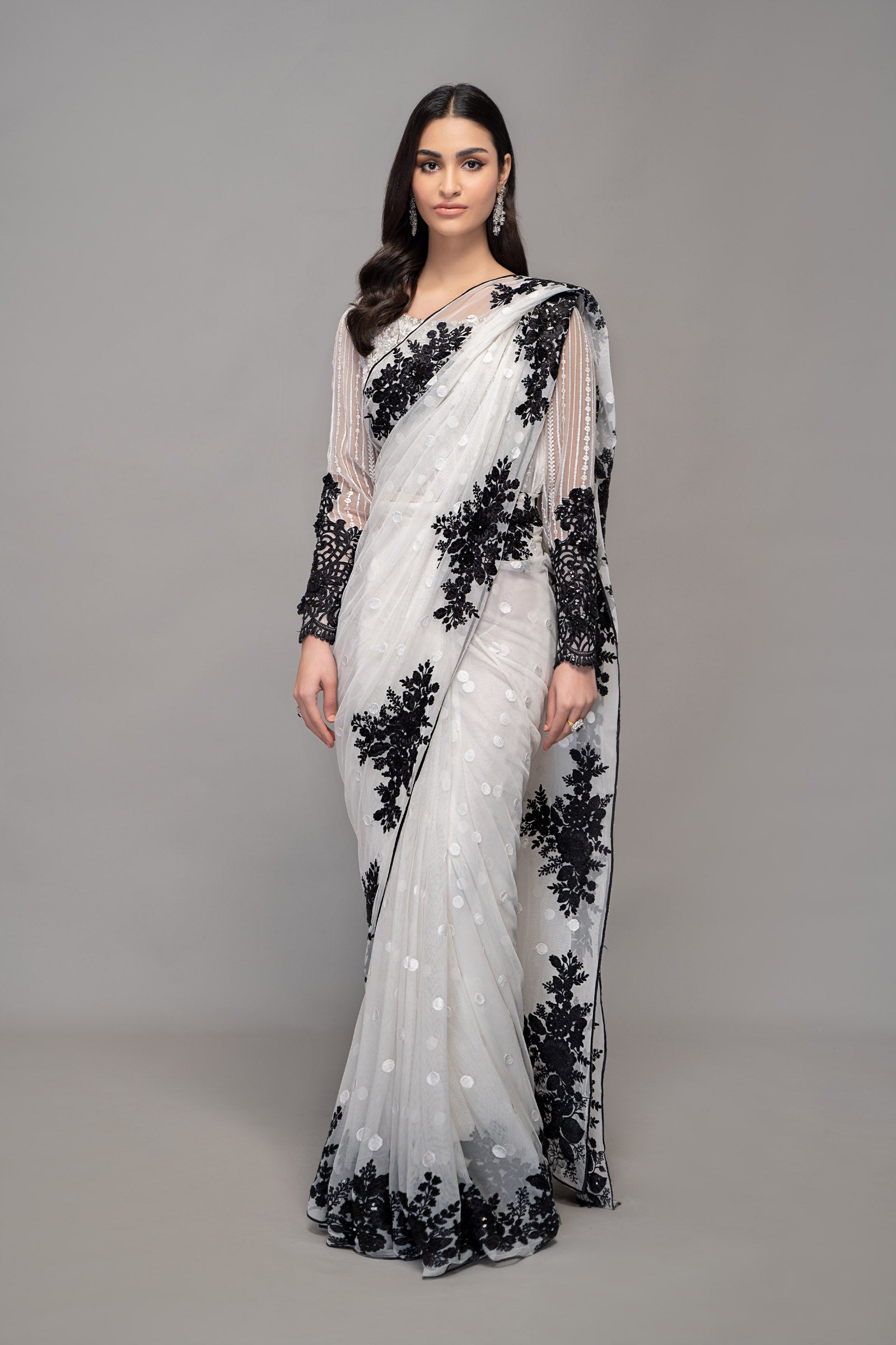 Maria b shop white saree