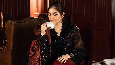 Get Inspired by Wahaj Ali and Durefishan: Unstitched Winter Luxe’ 24