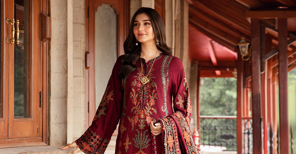 3 Piece Unstitched Embroidered Twill Linen Suit | DL-1210