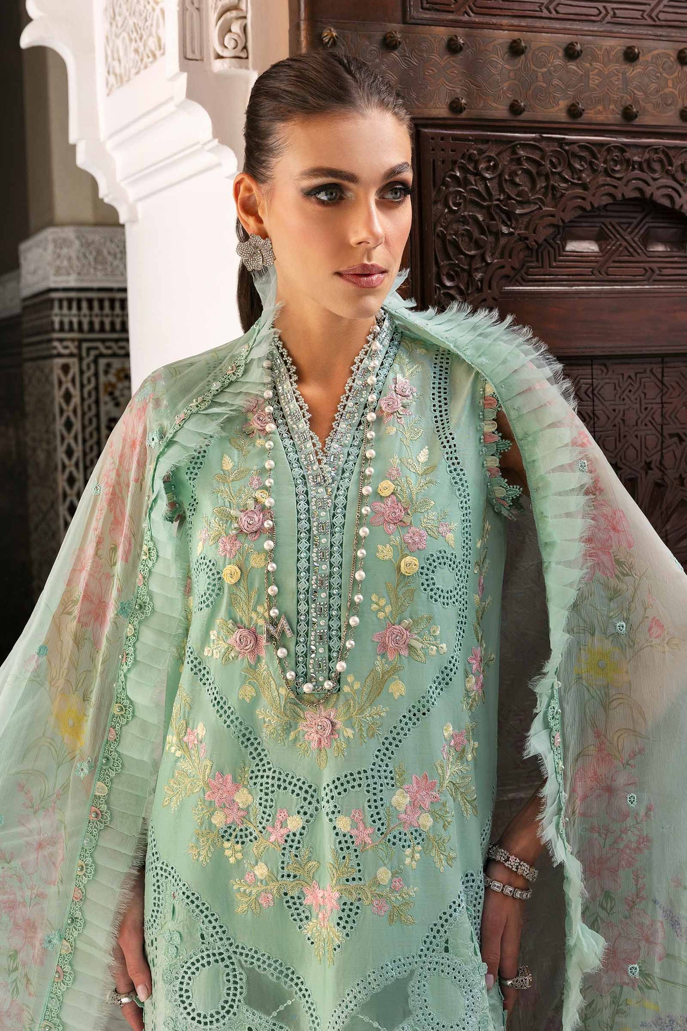 3 Piece Unstitched Embroidered Lawn Suit | D-2514-A