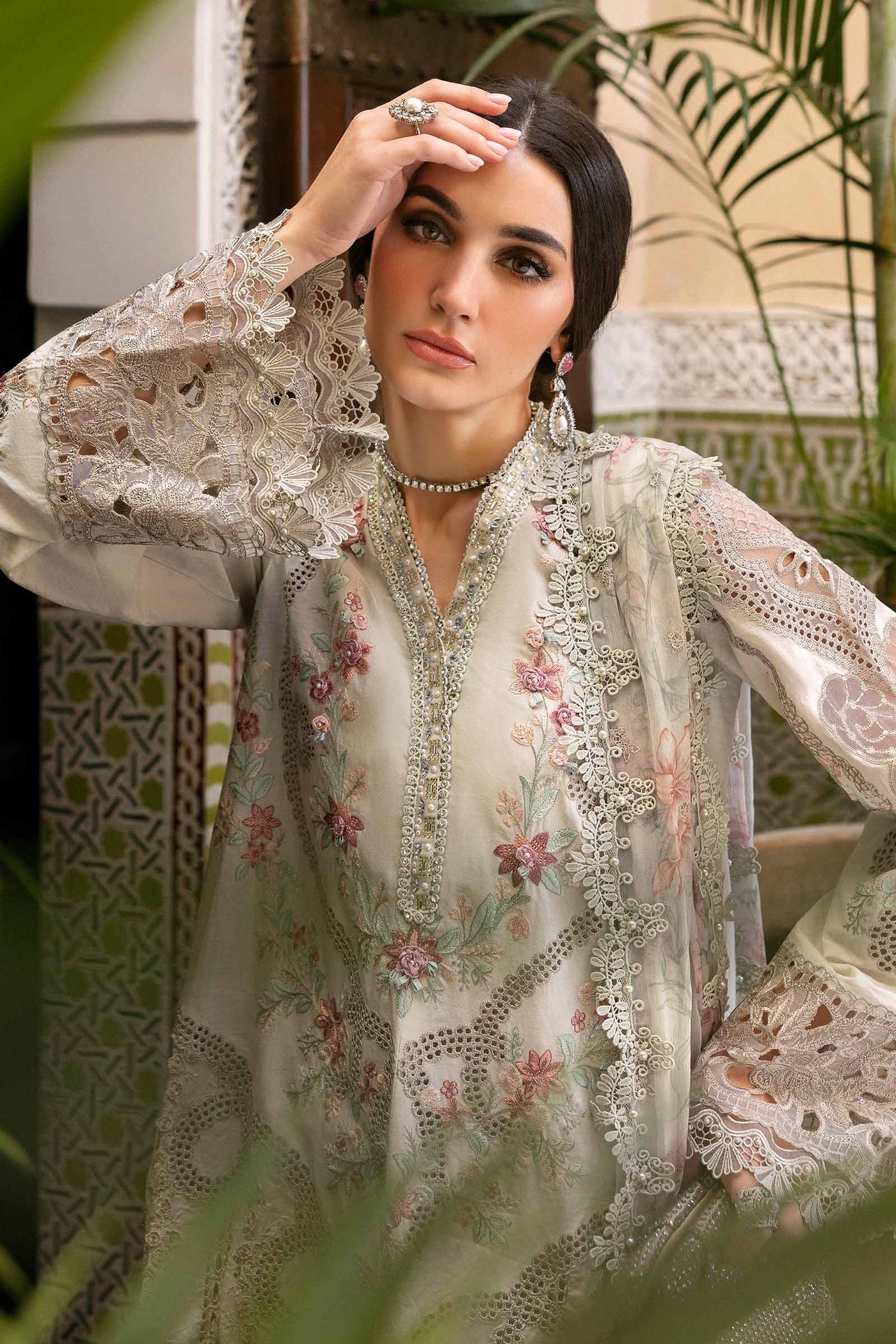 3 Piece Unstitched Embroidered Lawn Suit | D-2514-B