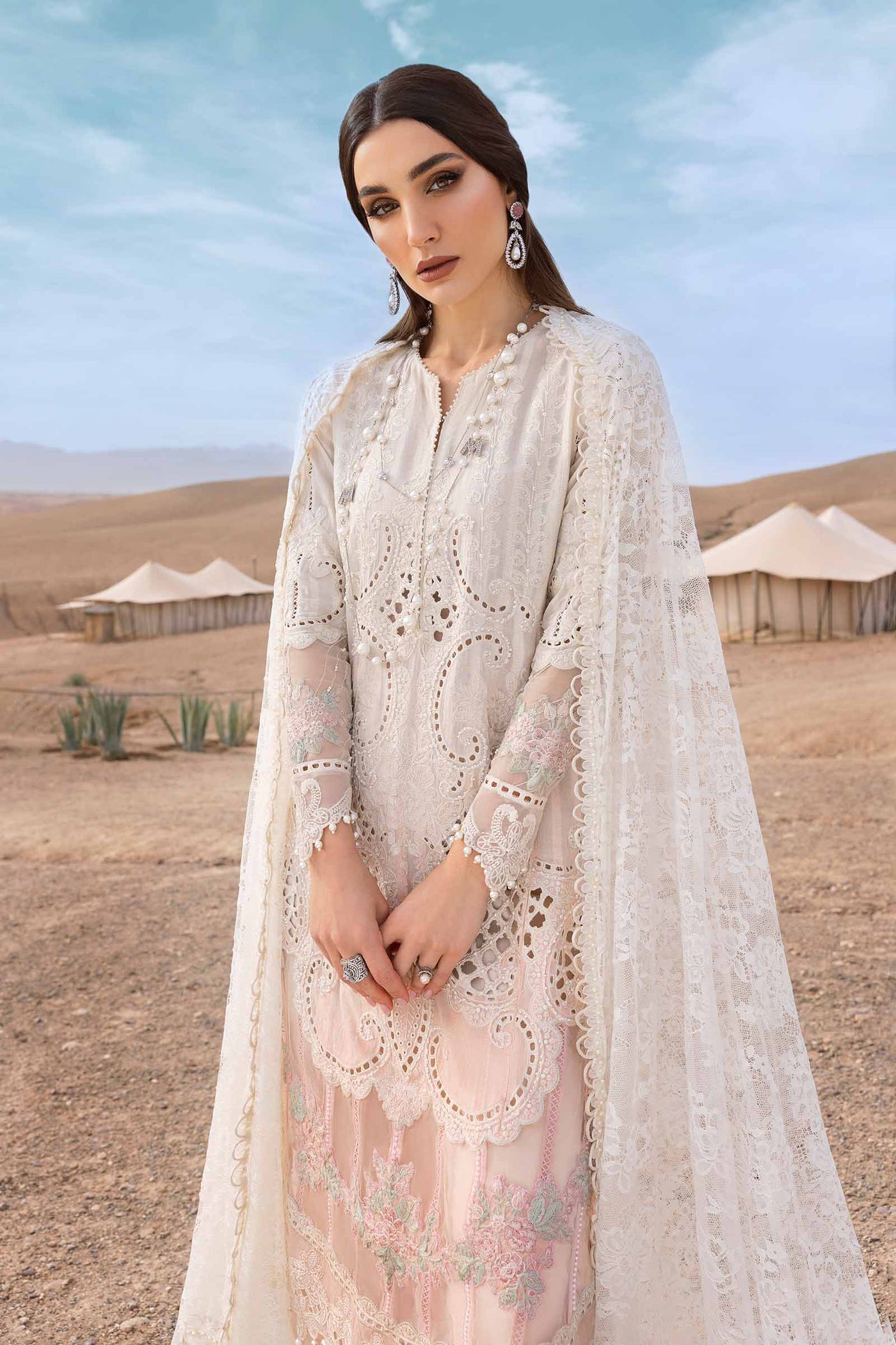 3 Piece Unstitched Embroidered Dobby Lawn Suit | D-2515-A