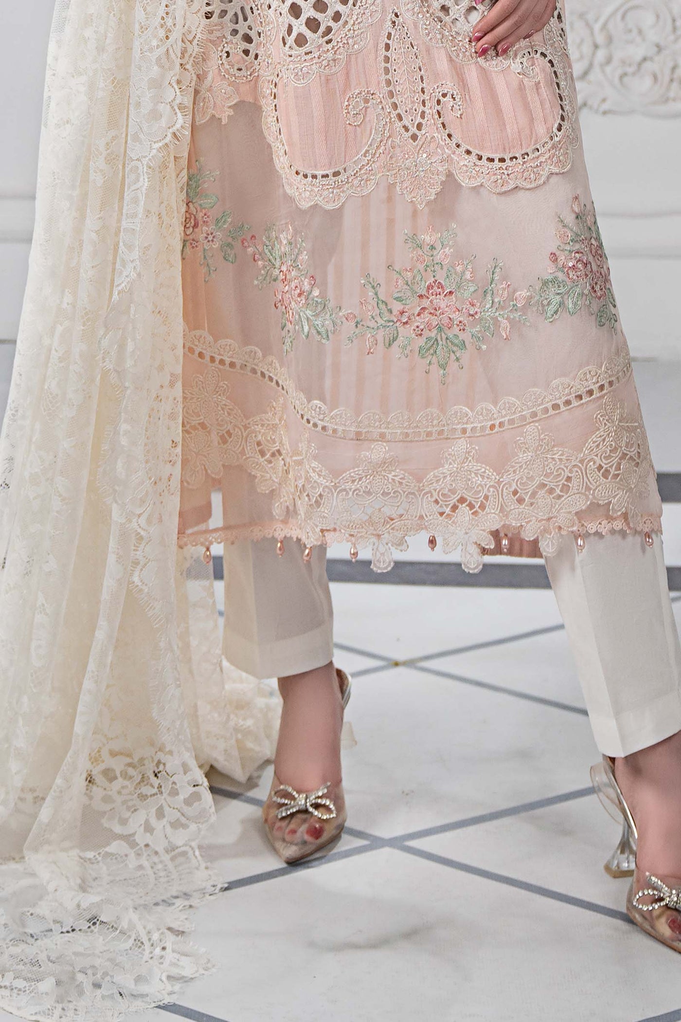 3 Piece Embroidered Dobby Lawn Suit | DS-2515-A