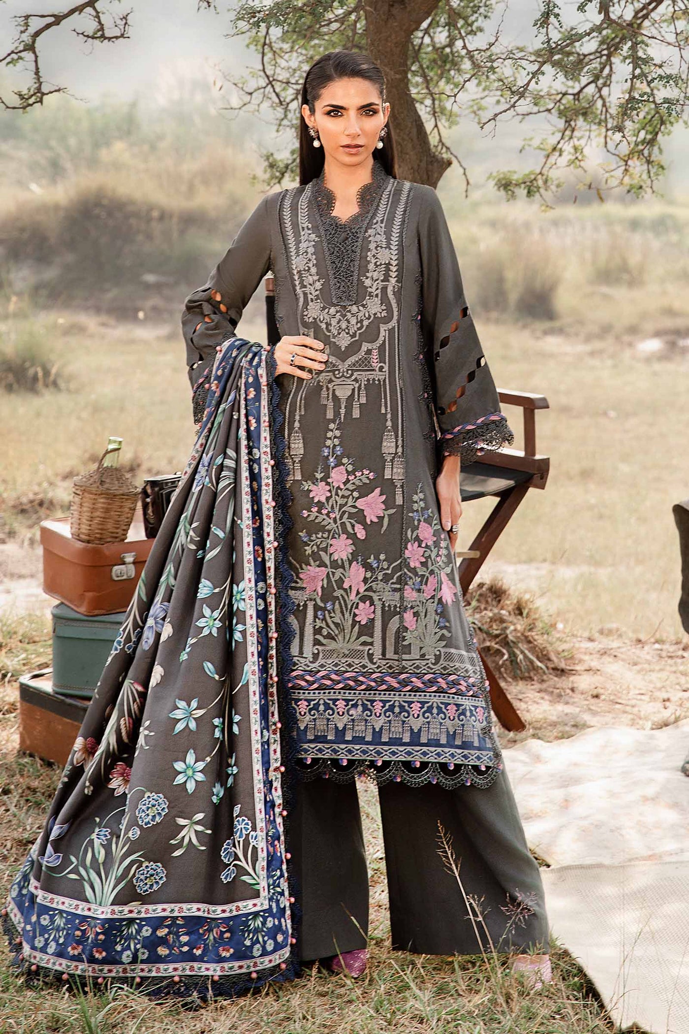 3 Piece Unstitched Printed Linen Suit | MPT-2401-A