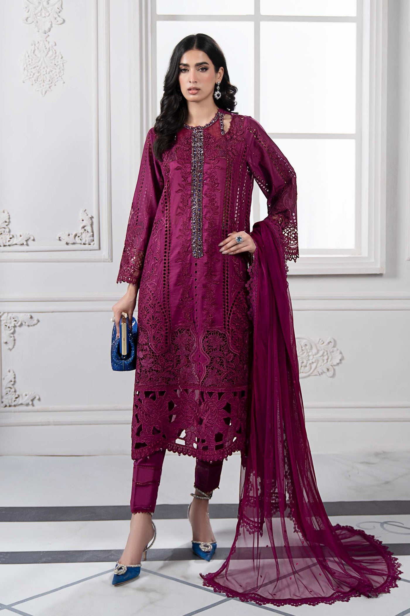 3 Piece Embroidered Lawn Suit | DS-2502-B