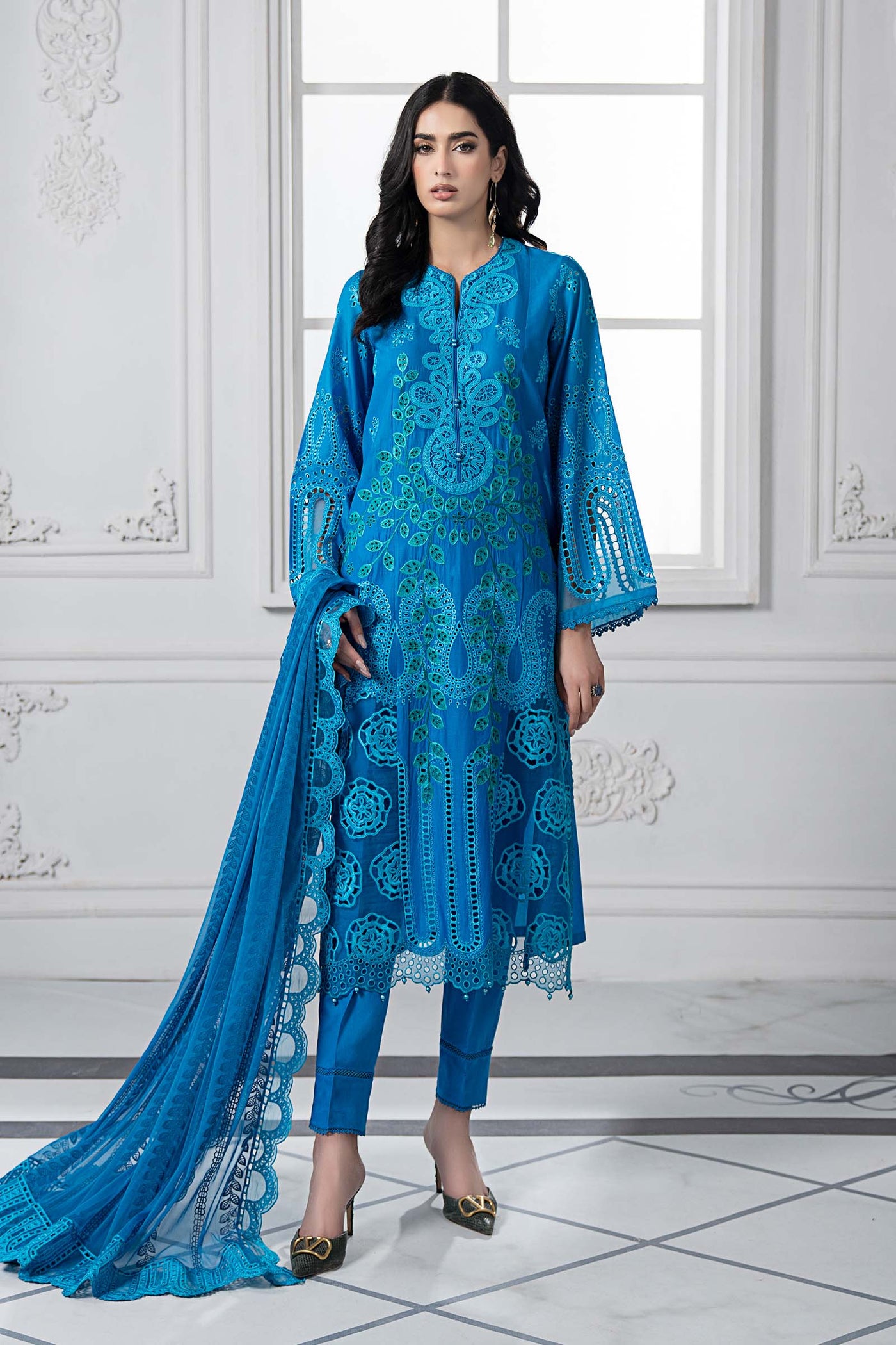 3 Piece Embroidered Lawn Suit | DS-2503-B