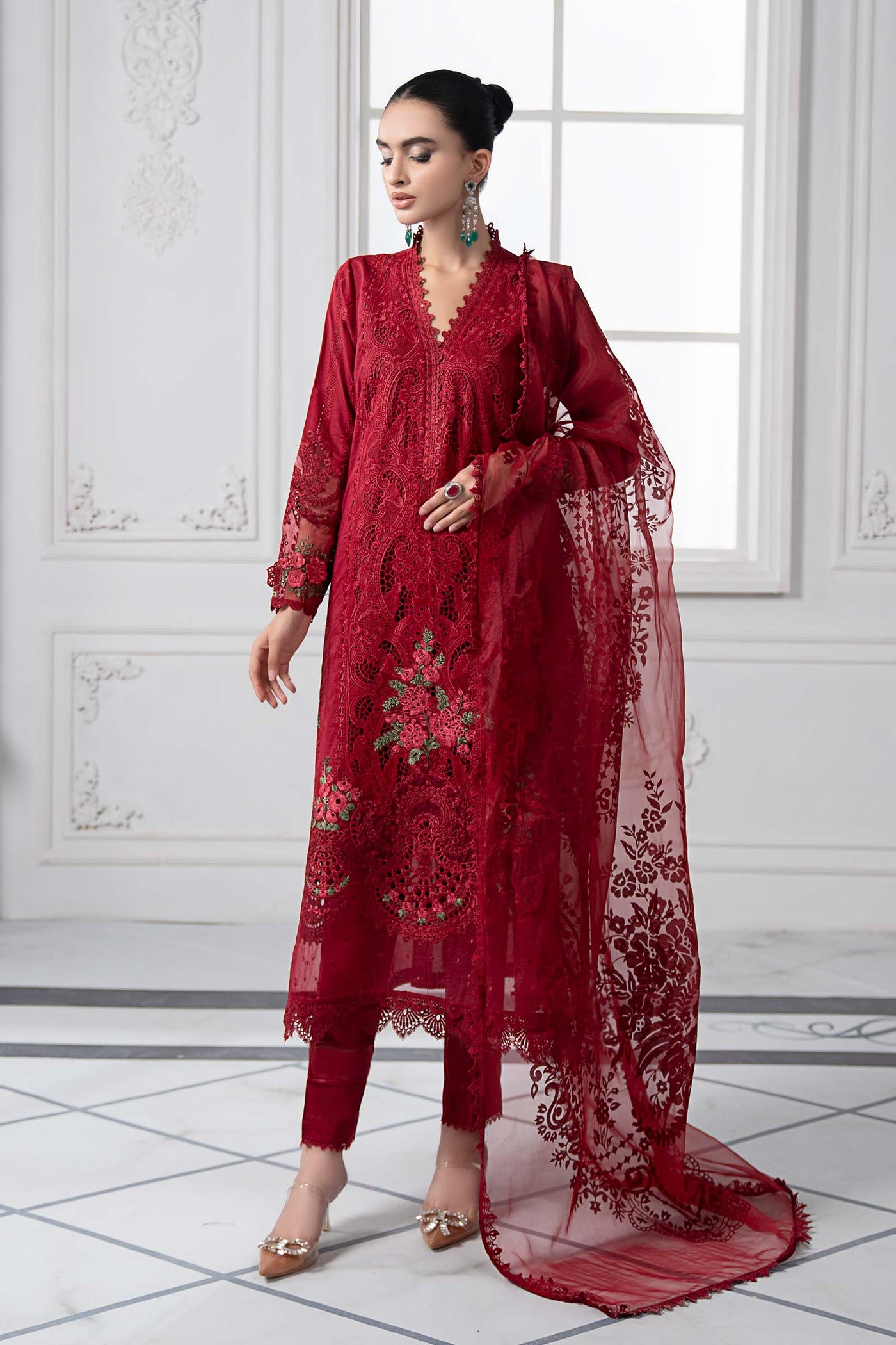 3 Piece Embroidered Lawn Suit | DS-2504-A