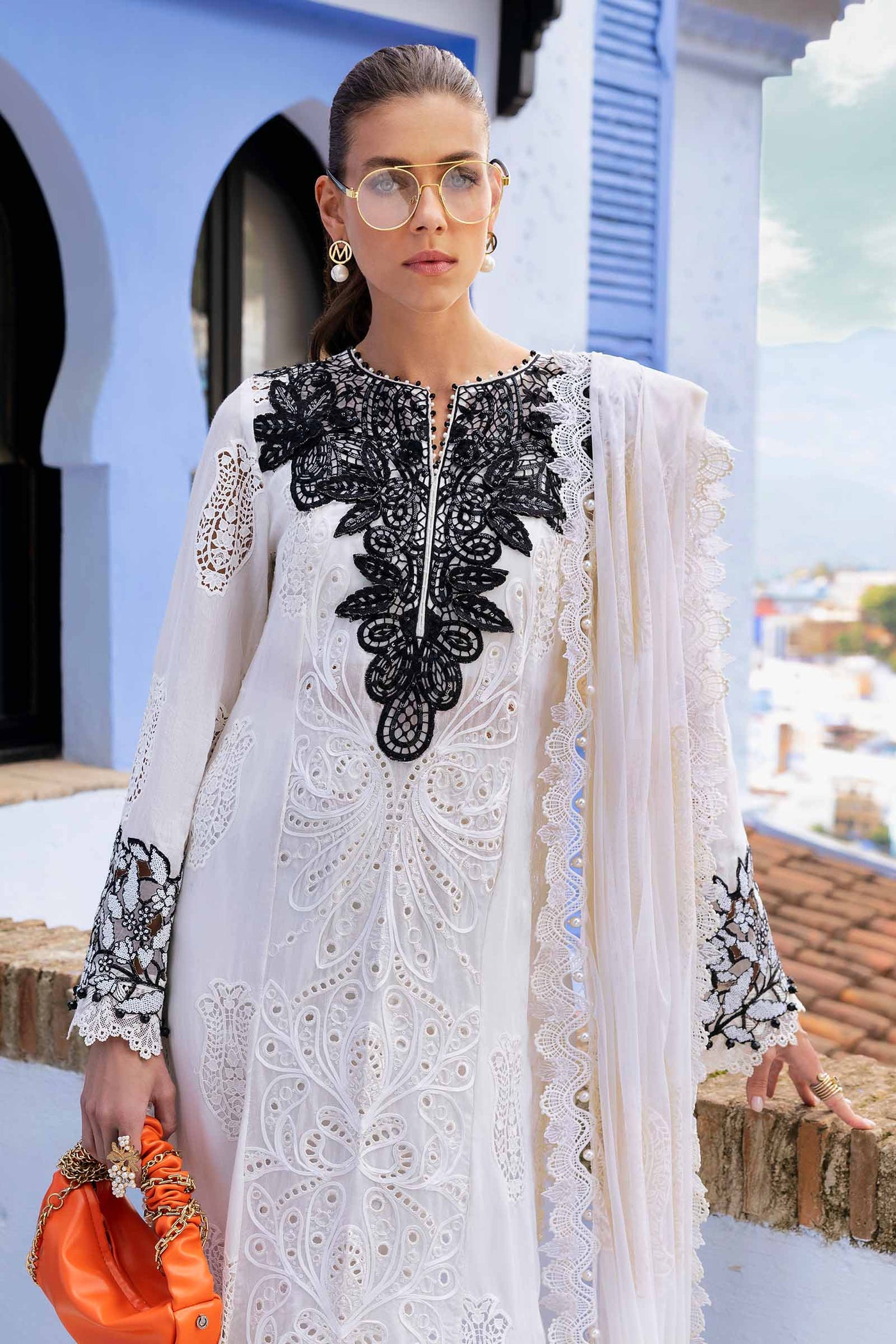 3 Piece Unstitched Embroidered Paper Cotton Suit | D-2505-A