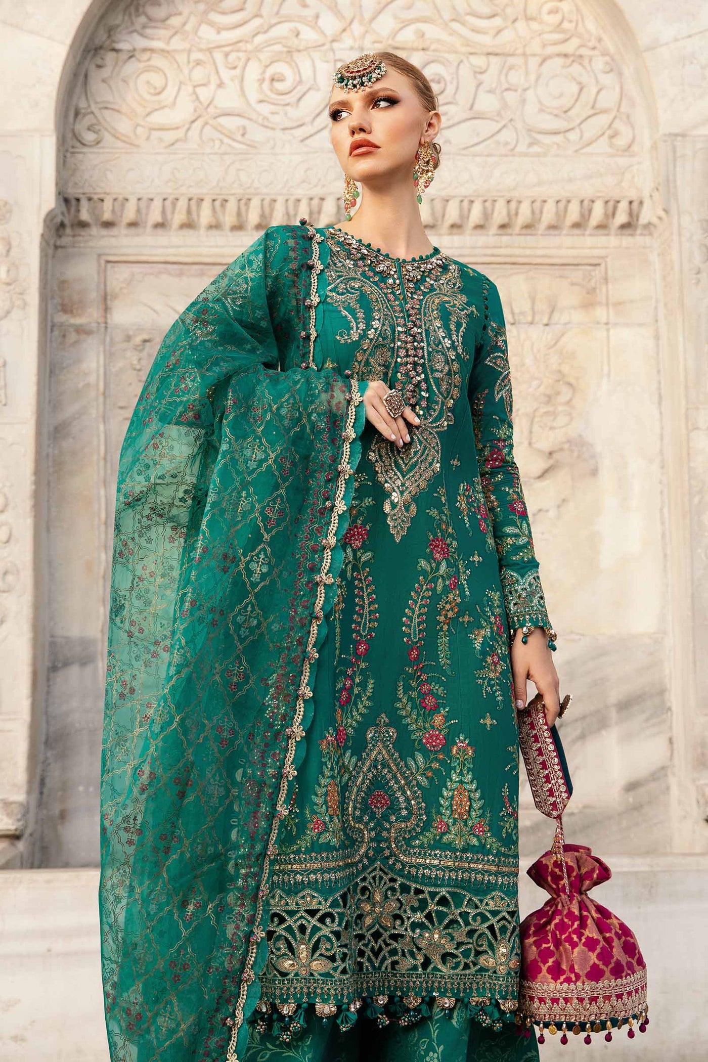 Unstitched Embroidered Cotton Satin Suit | CST-805