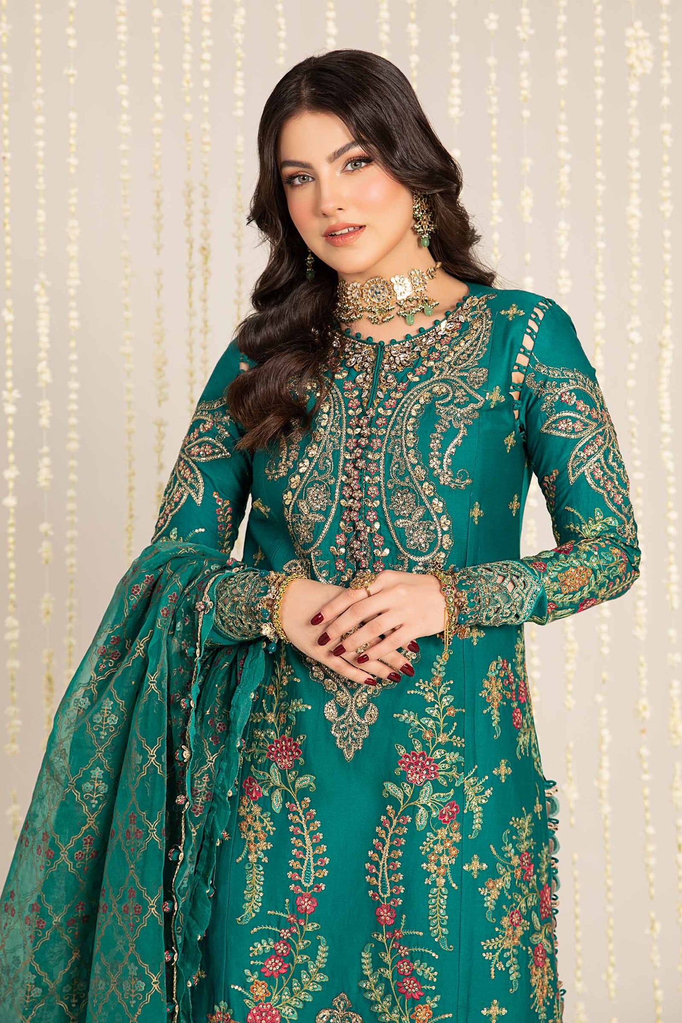 Unstitched Embroidered Cotton Satin Suit | CST-805