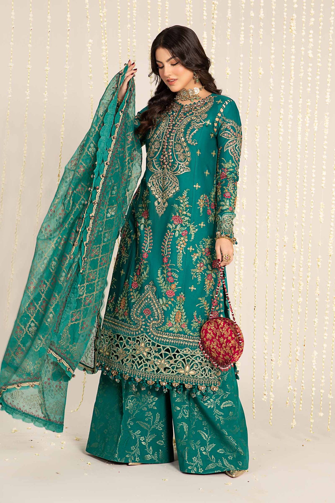 Unstitched Embroidered Cotton Satin Suit | CST-805