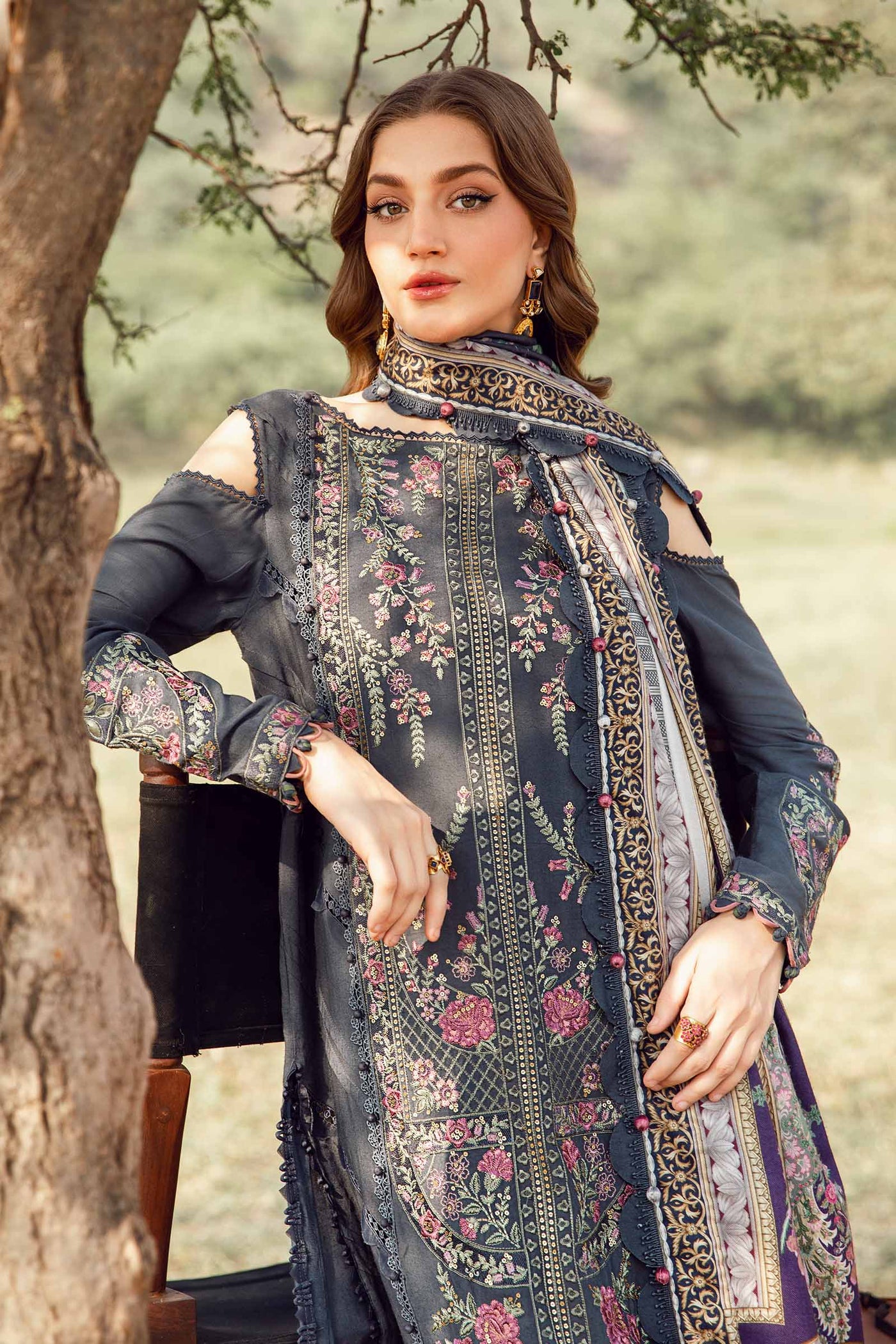 3 Piece Unstitched Printed Linen Suit | MPT-2406-A