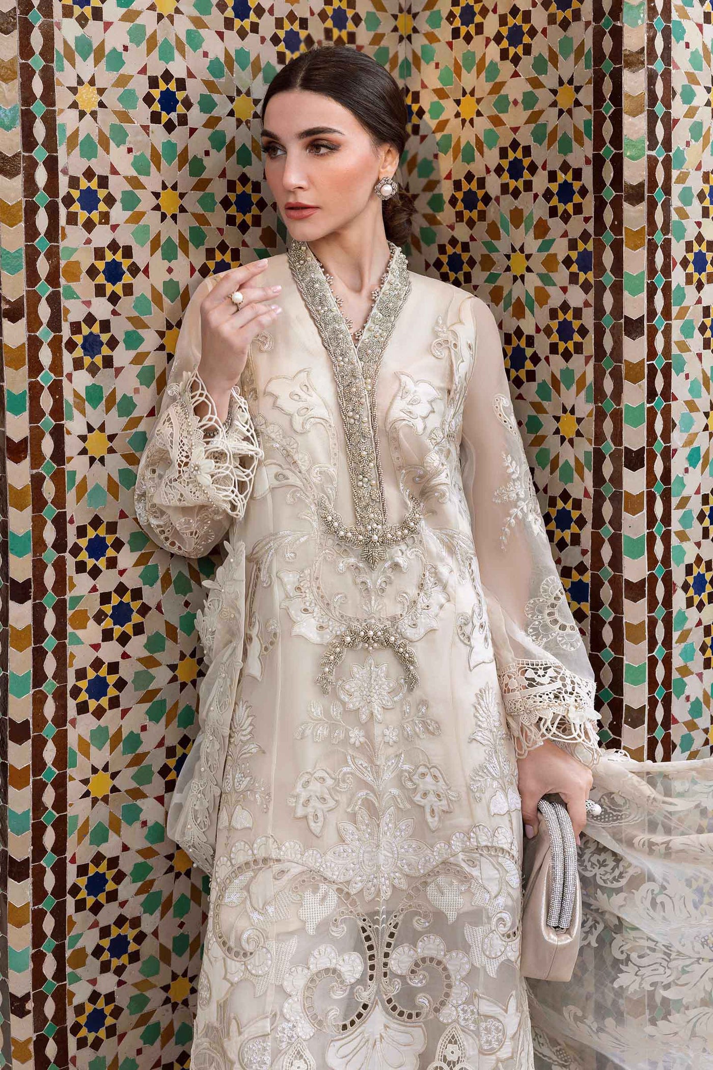 3 Piece Unstitched Embroidered Organza Suit | D-2506-A