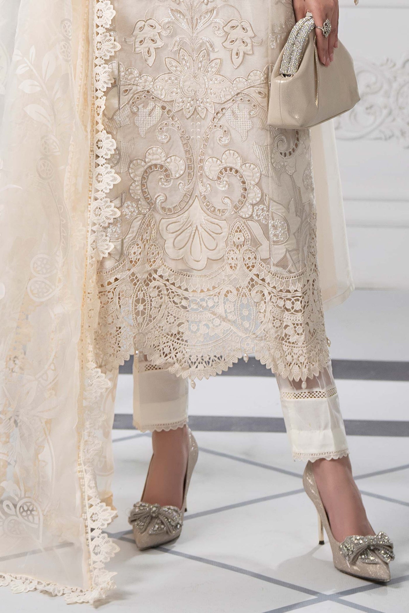 3 Piece Embroidered Organza Suit | DS-2506-A