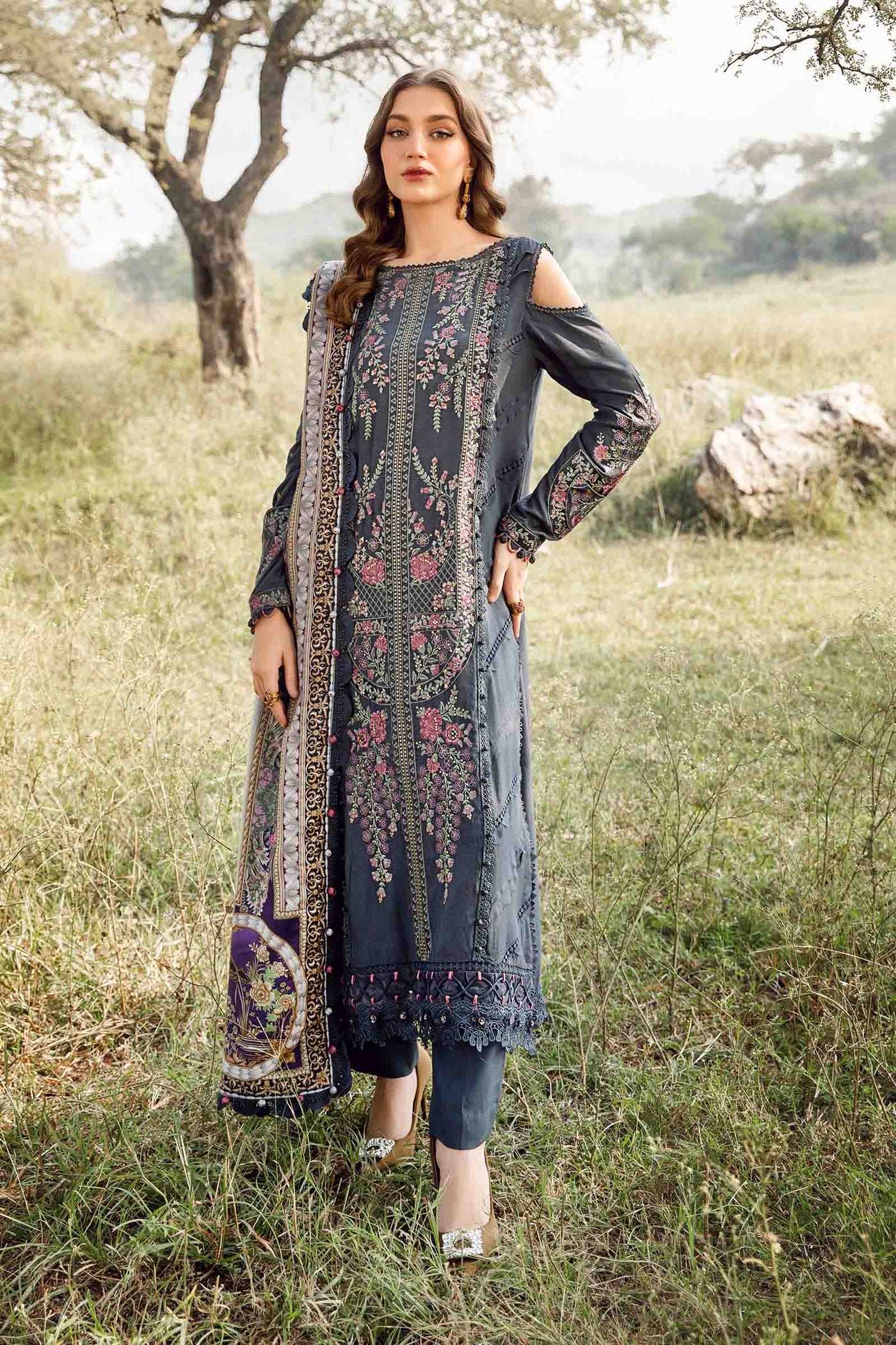 3 Piece Unstitched Printed Linen Suit | MPT-2406-A