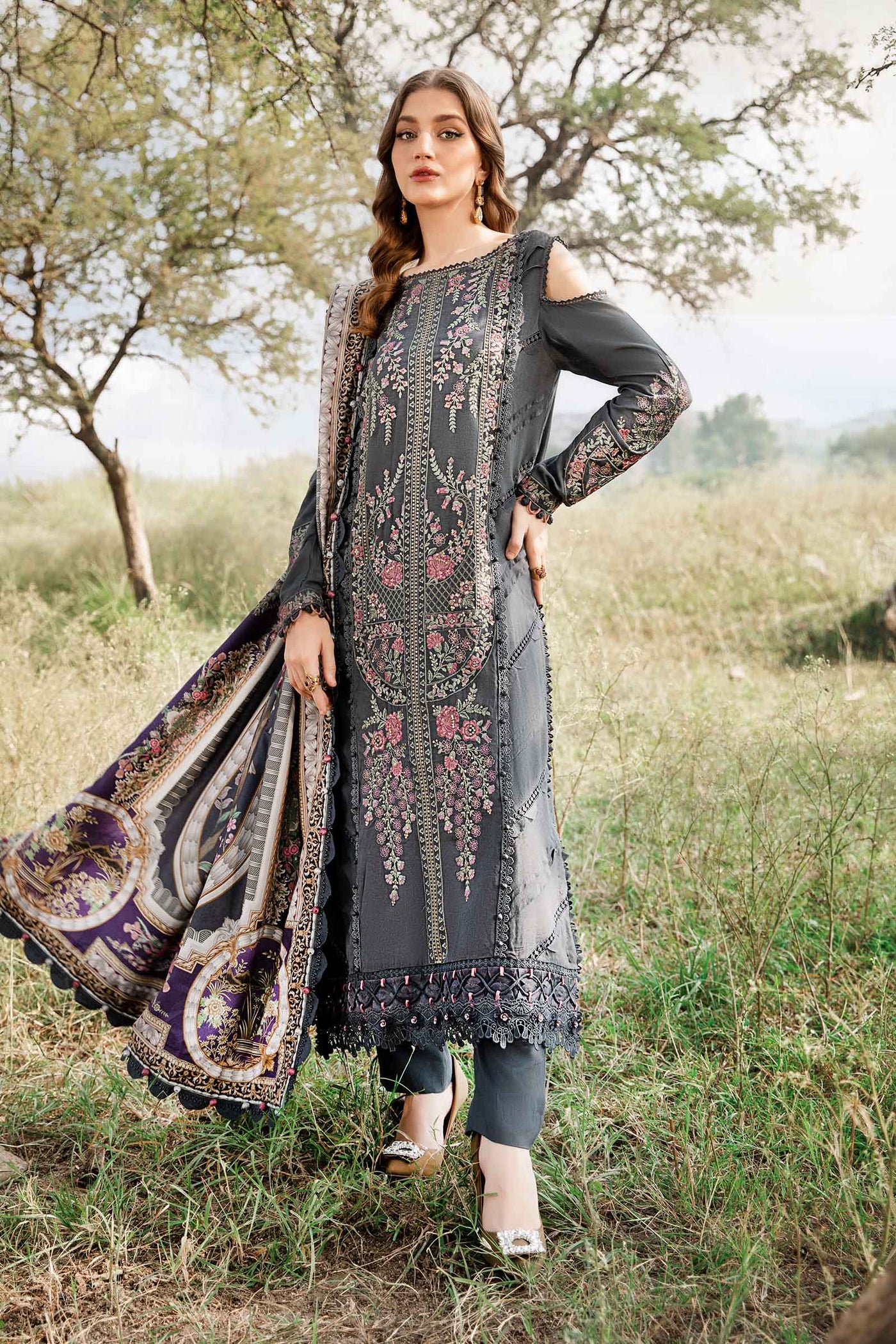 3 Piece Unstitched Printed Linen Suit | MPT-2406-A