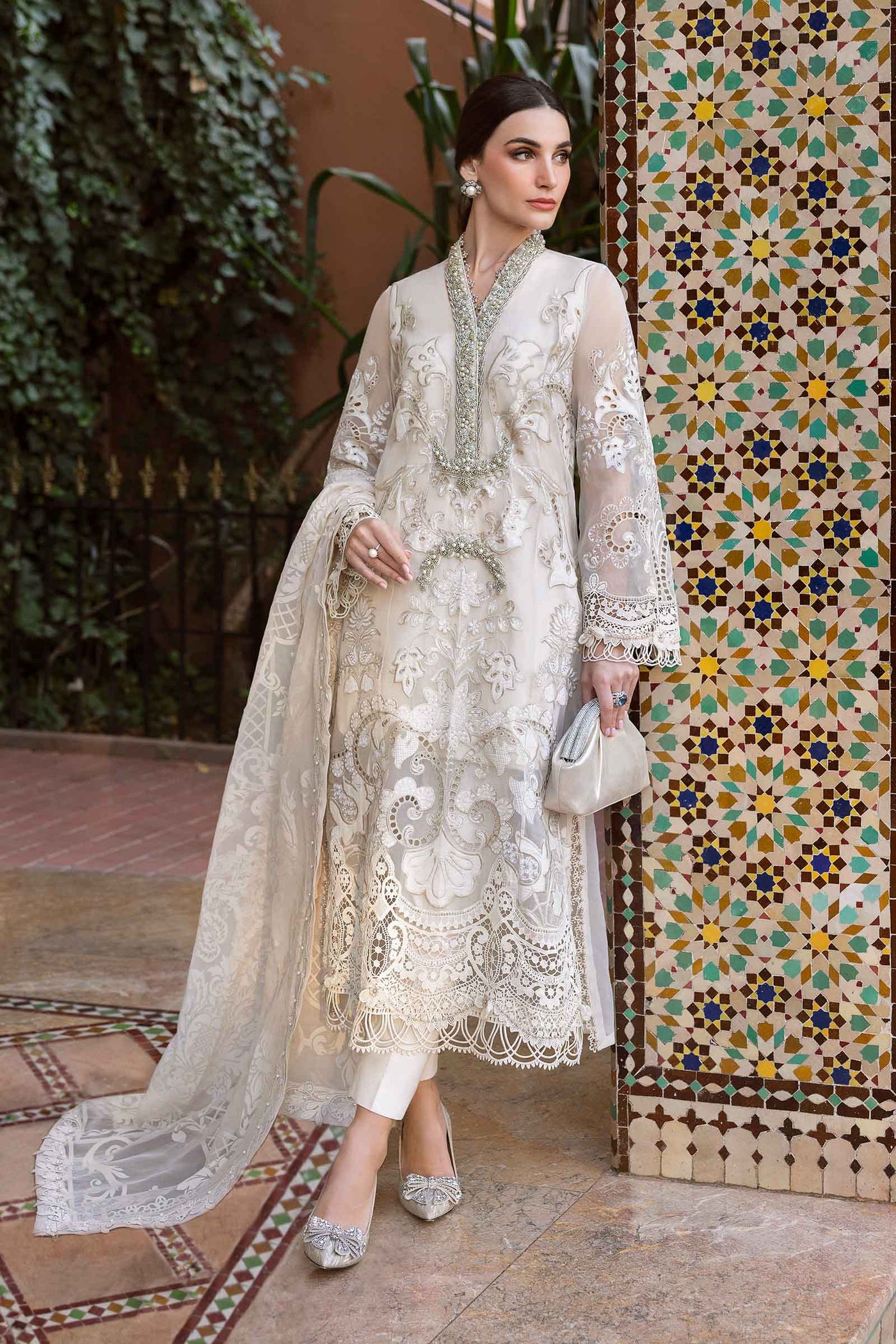 3 Piece Unstitched Embroidered Organza Suit | D-2506-A