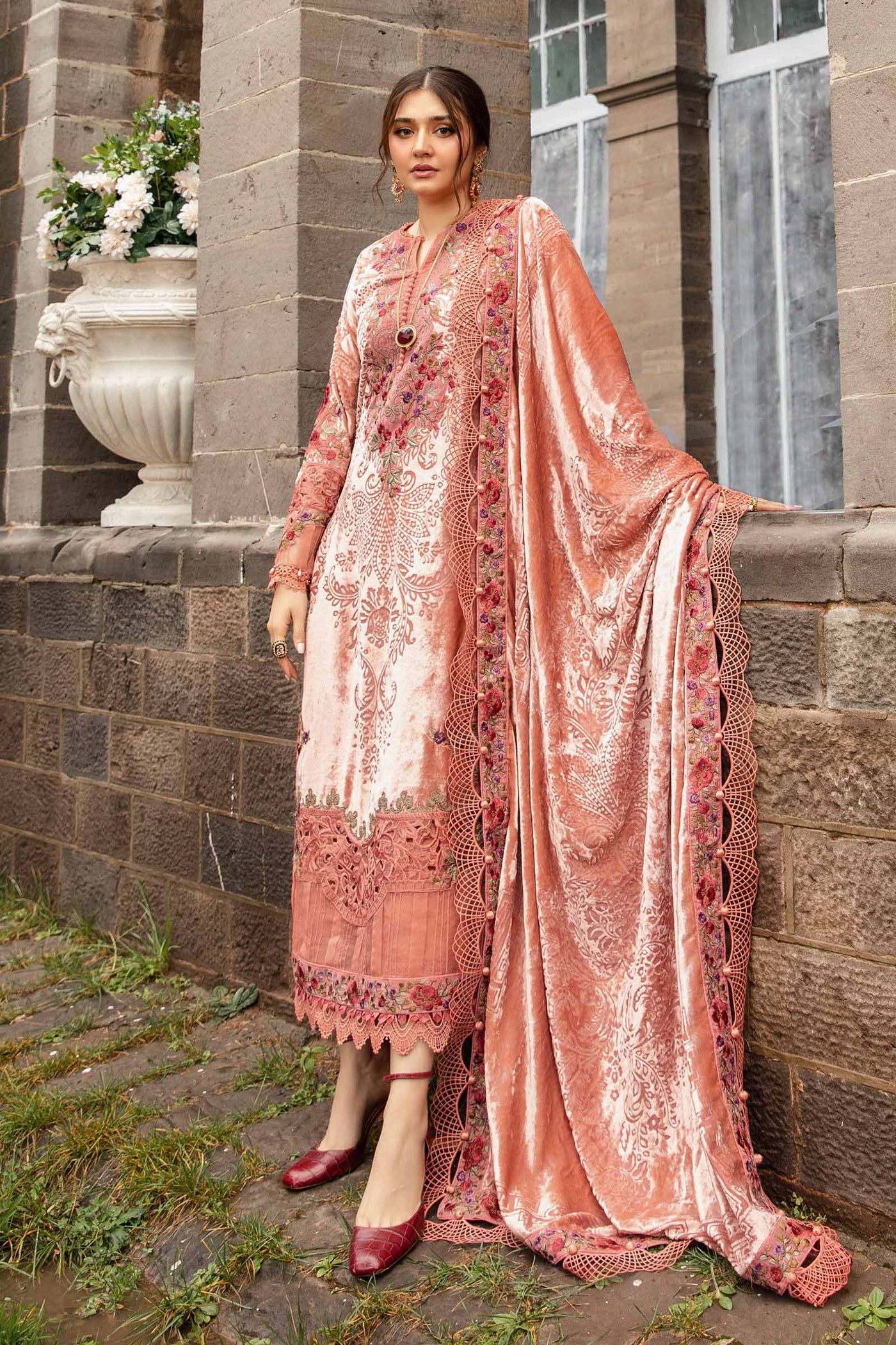 3 Piece Unstitched Embroidered Palachi Suit | DL-1206