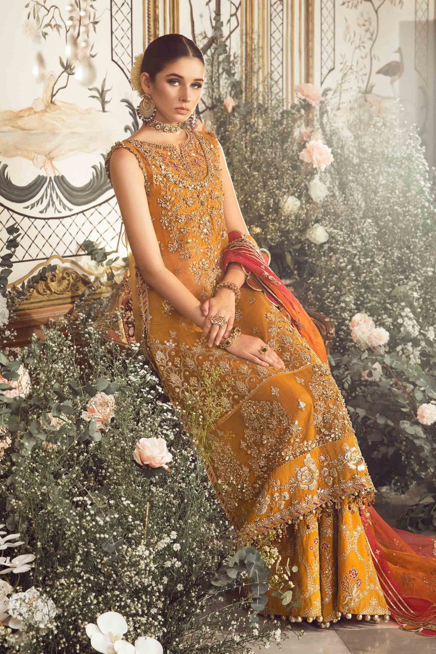 Unstitched Mbroidered | Mustard BD-2707