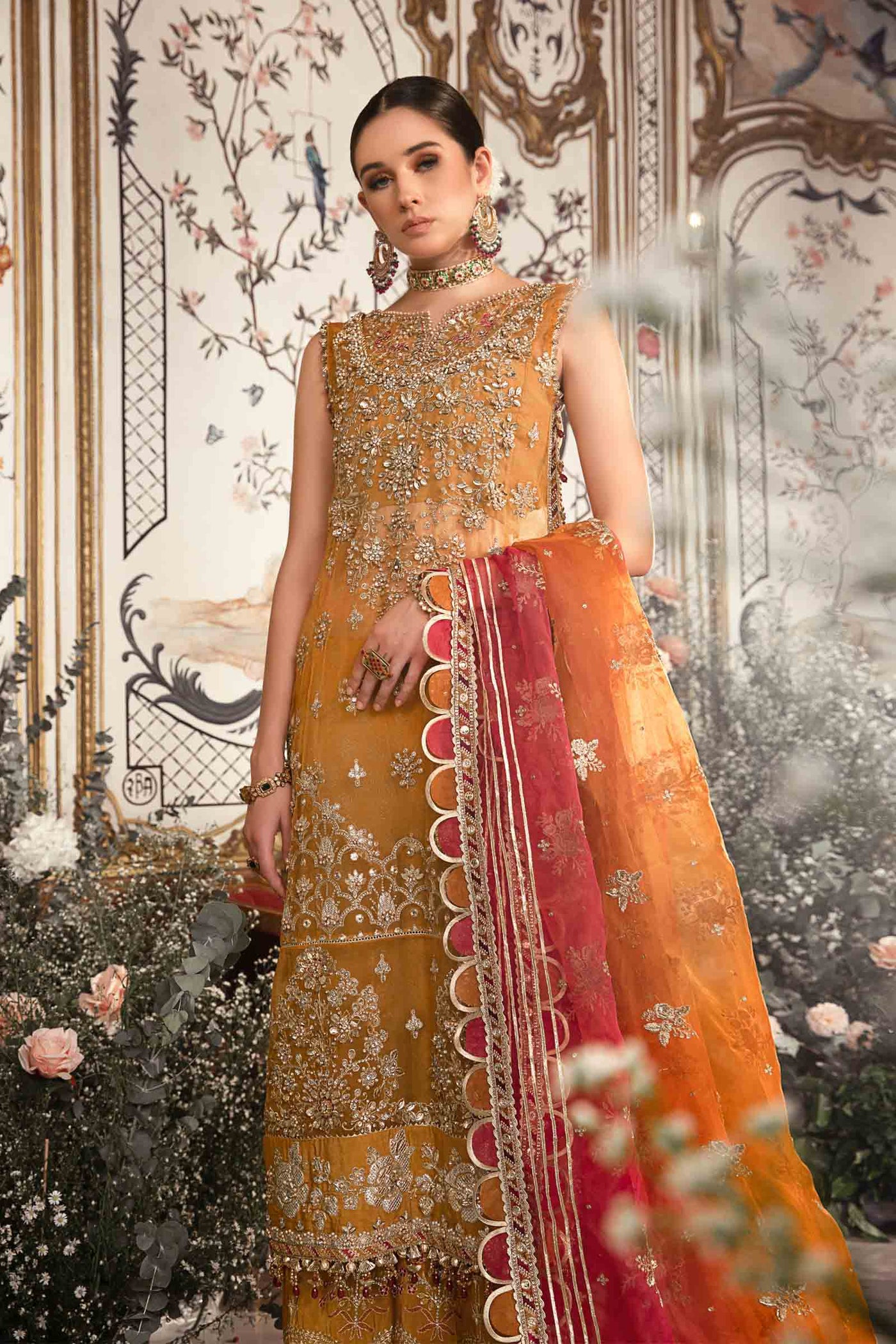 Unstitched Mbroidered | Mustard BD-2707