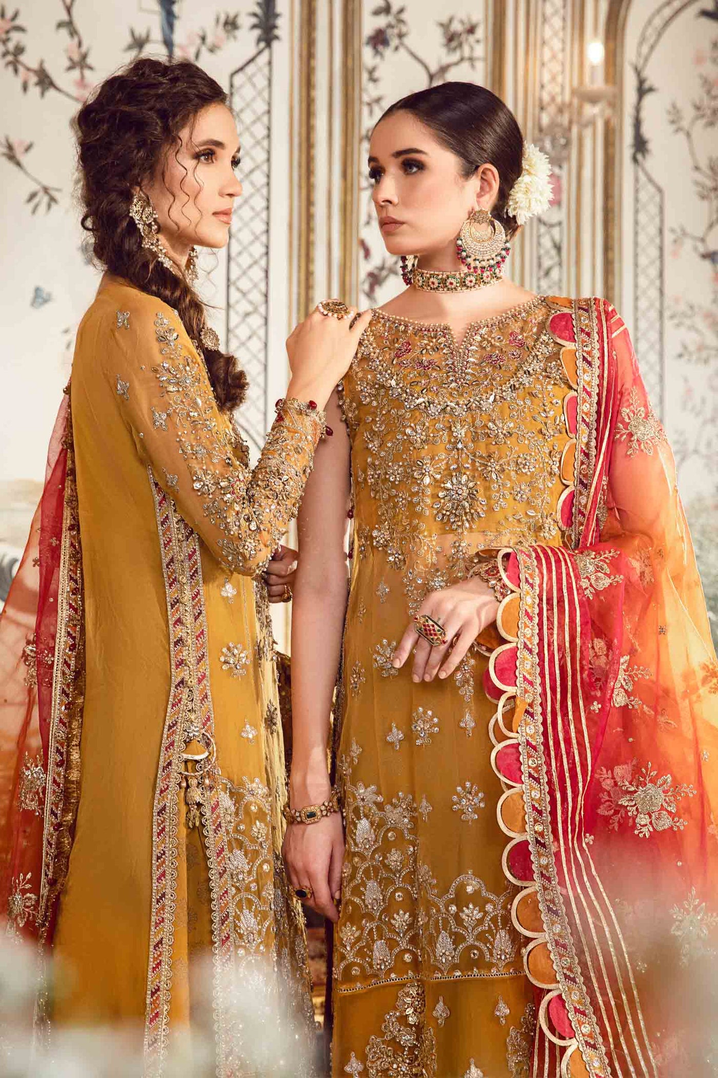 Unstitched Mbroidered | Mustard BD-2707