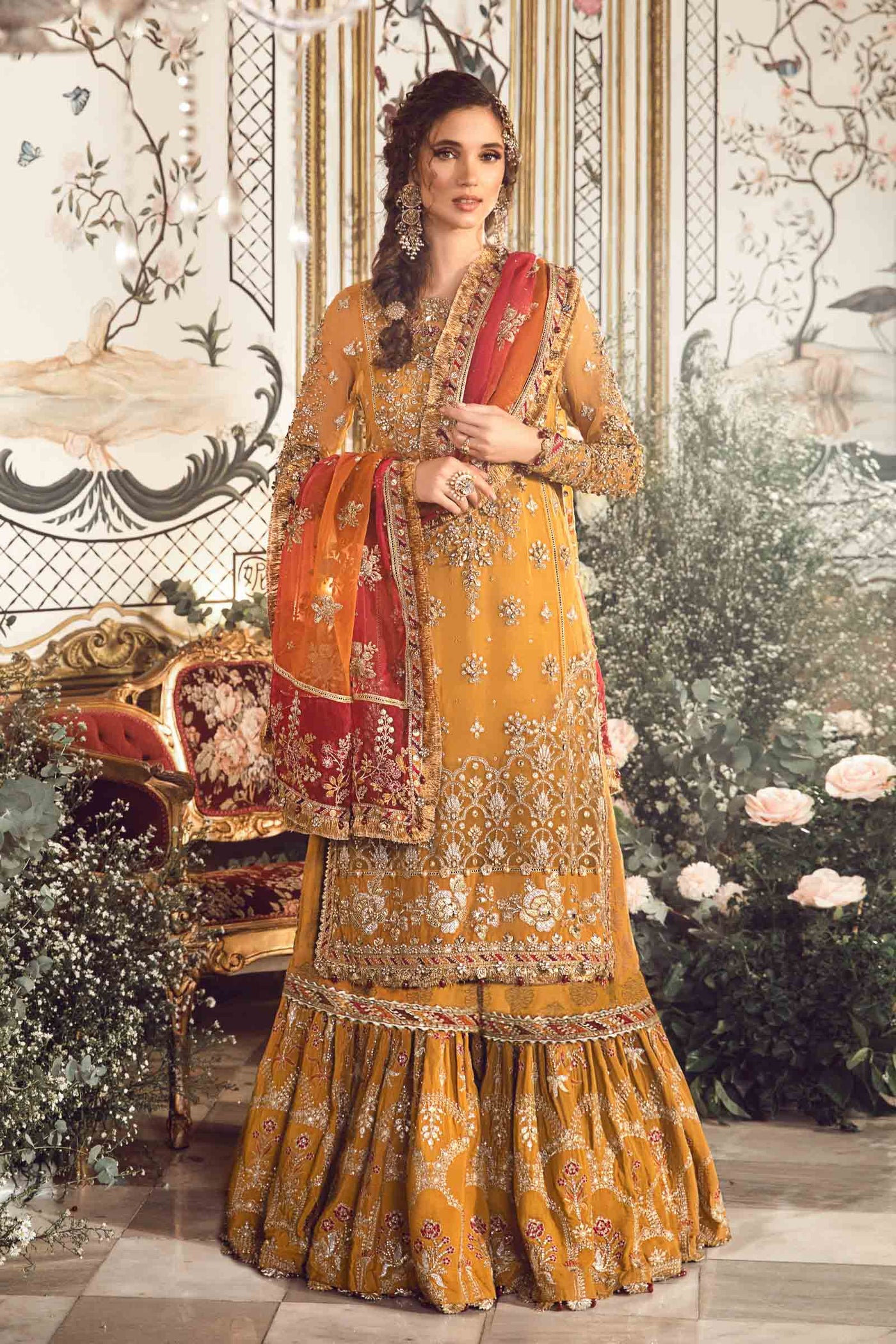 Unstitched Mbroidered | Mustard BD-2707