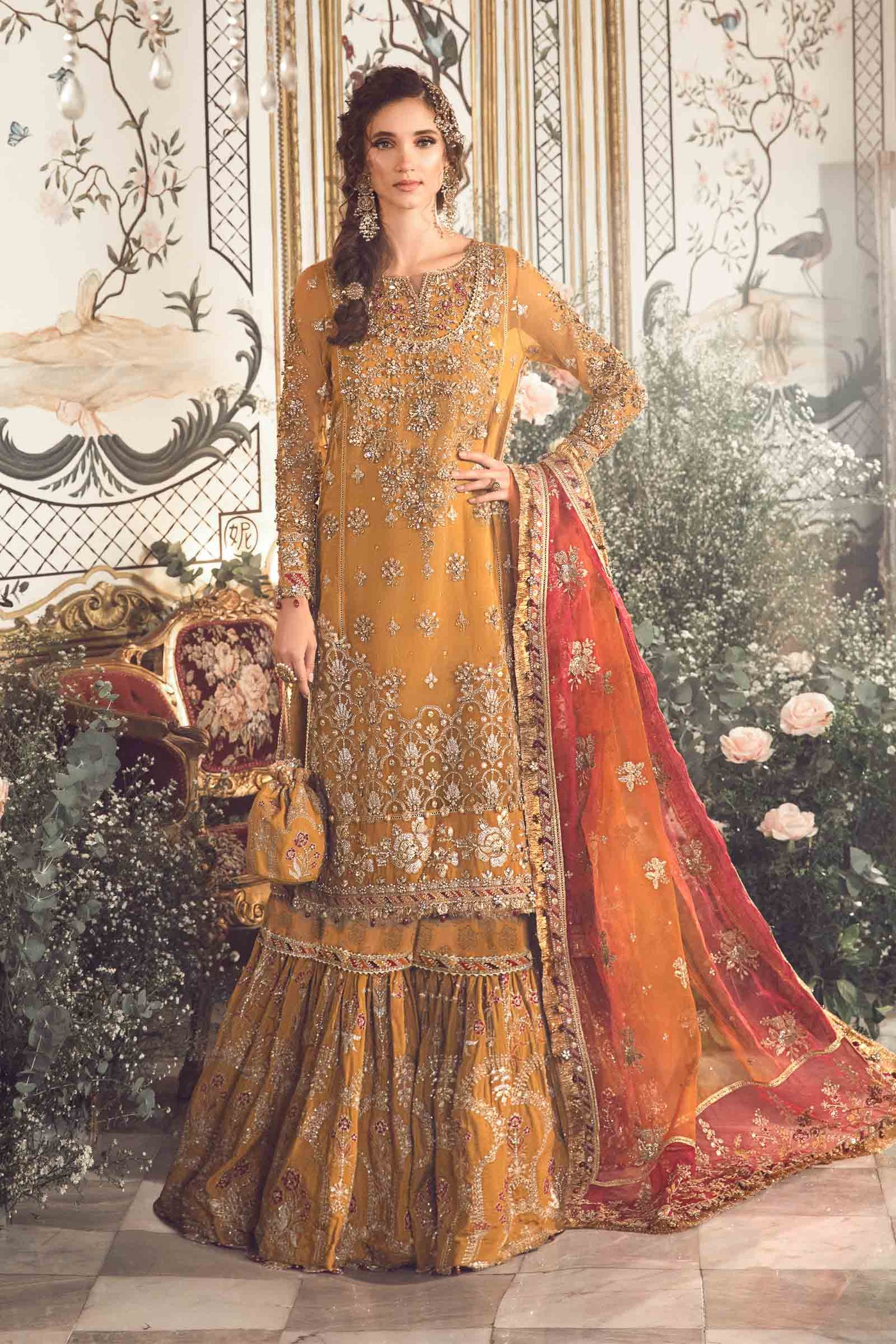 Unstitched Mbroidered | Mustard BD-2707