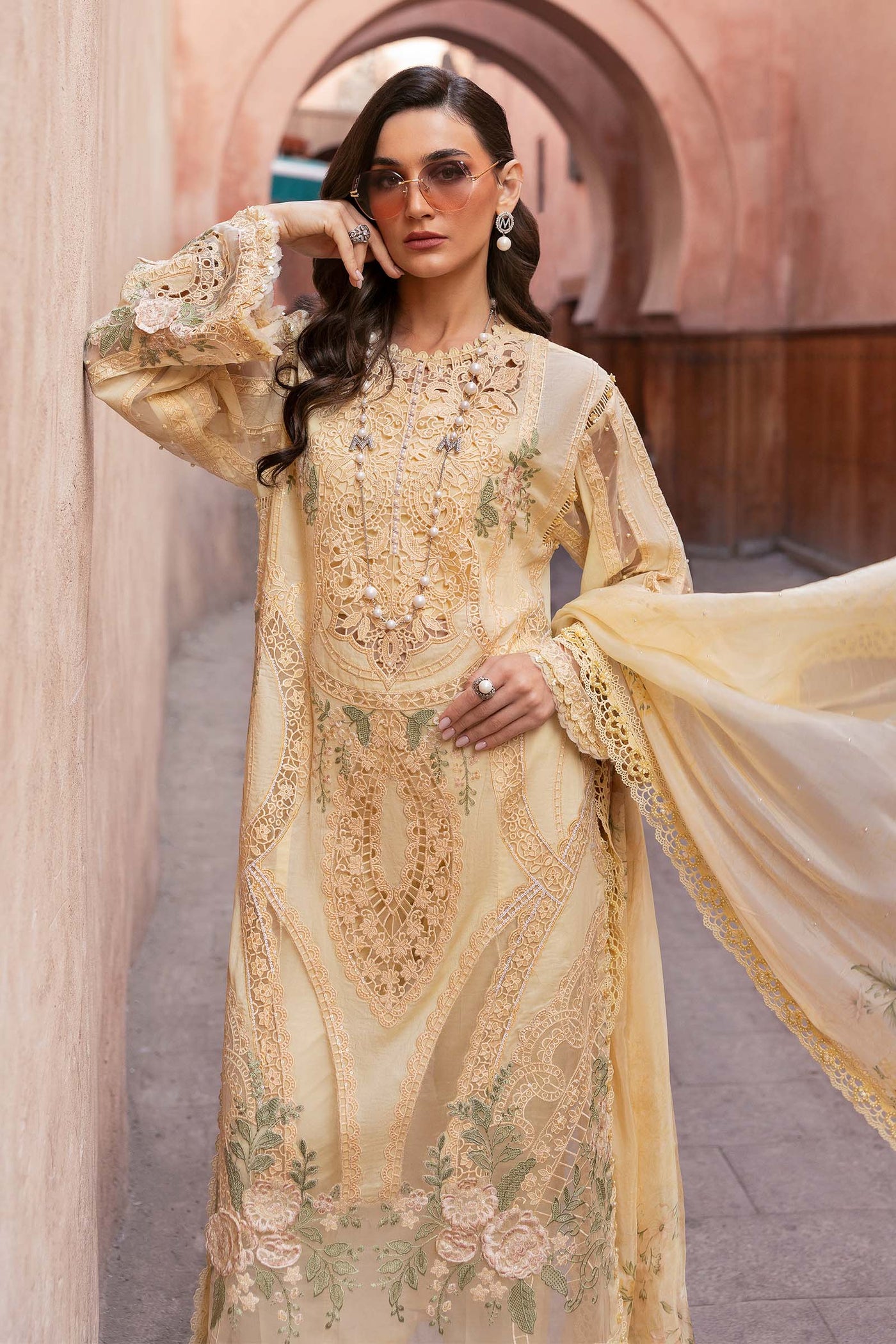 3 Piece Unstitched Embroidered Organza Suit | D-2509-A