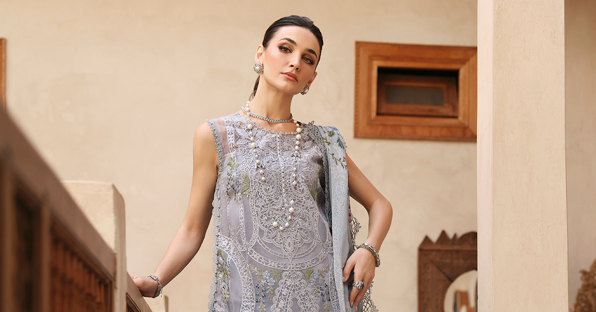 3 Piece Unstitched Embroidered Organza Suit | D-2509-B