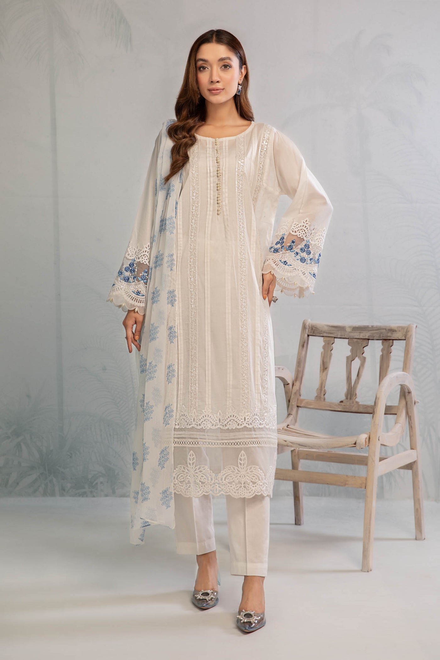 3 Piece Embroidered Lawn Suit | DW-EA23-16R1