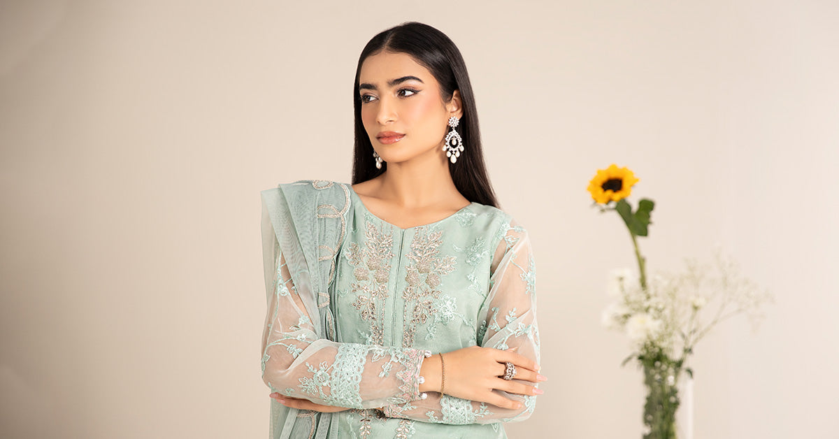 3 Piece Embroidered Cotton Silk Suit | DW-EF25-17