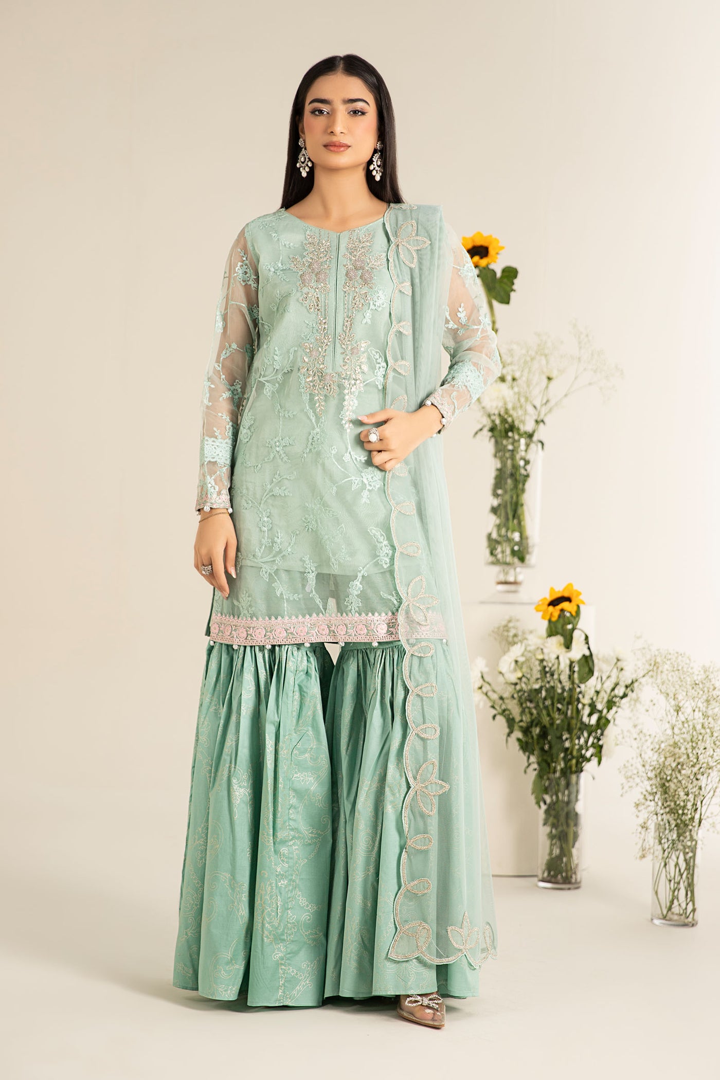 3 Piece Embroidered Cotton Silk Suit | DW-EF25-17