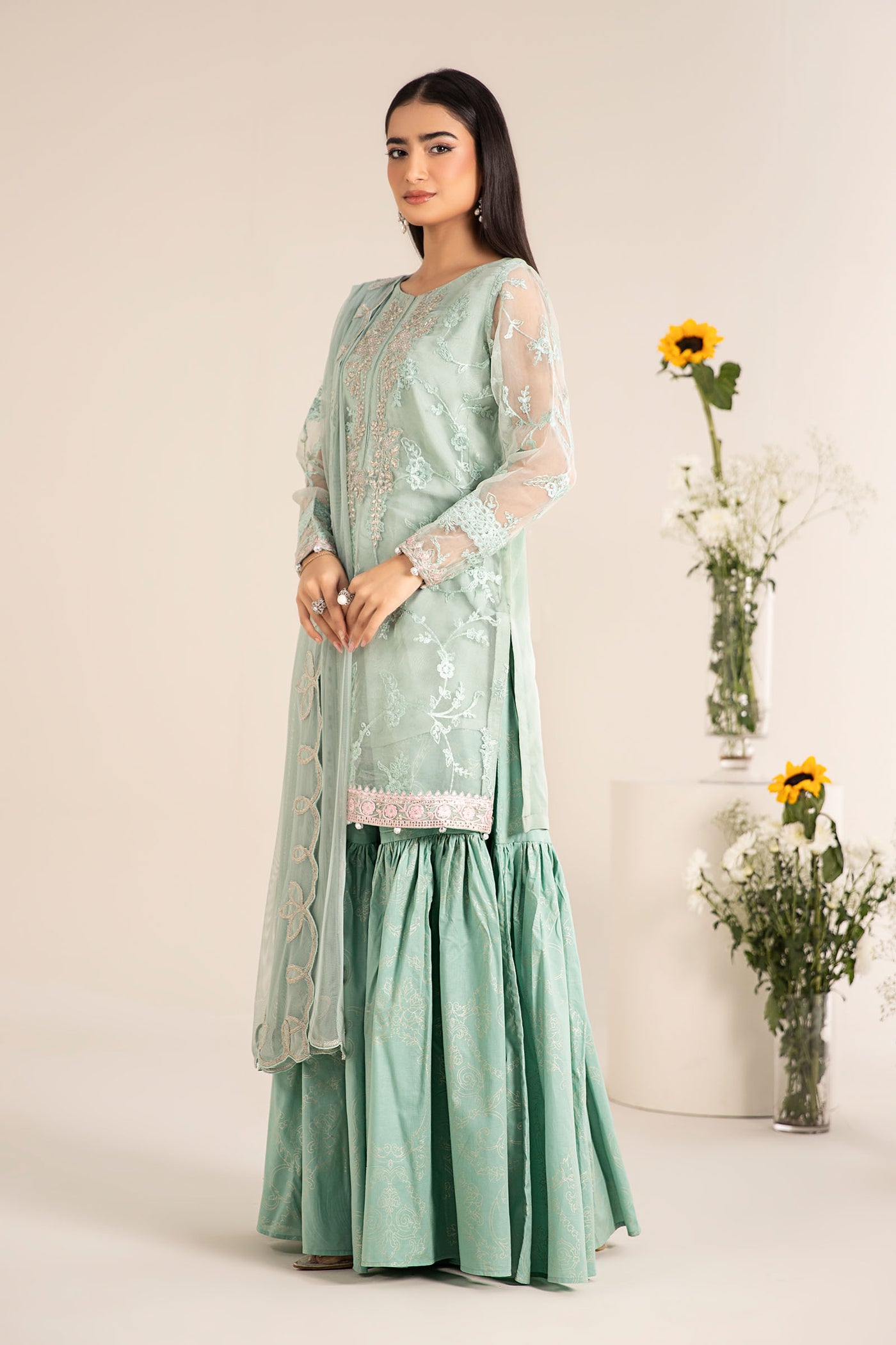 3 Piece Embroidered Cotton Silk Suit | DW-EF25-17