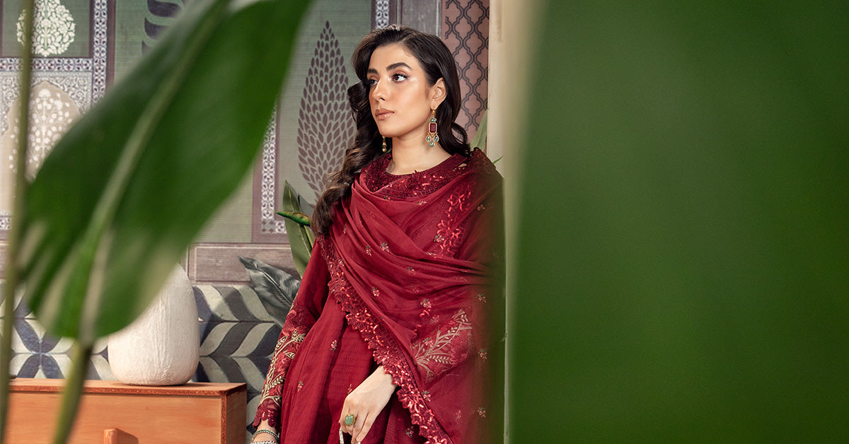 3 Piece Embroidered Dobby Lawn Suit | DW-PF24-05