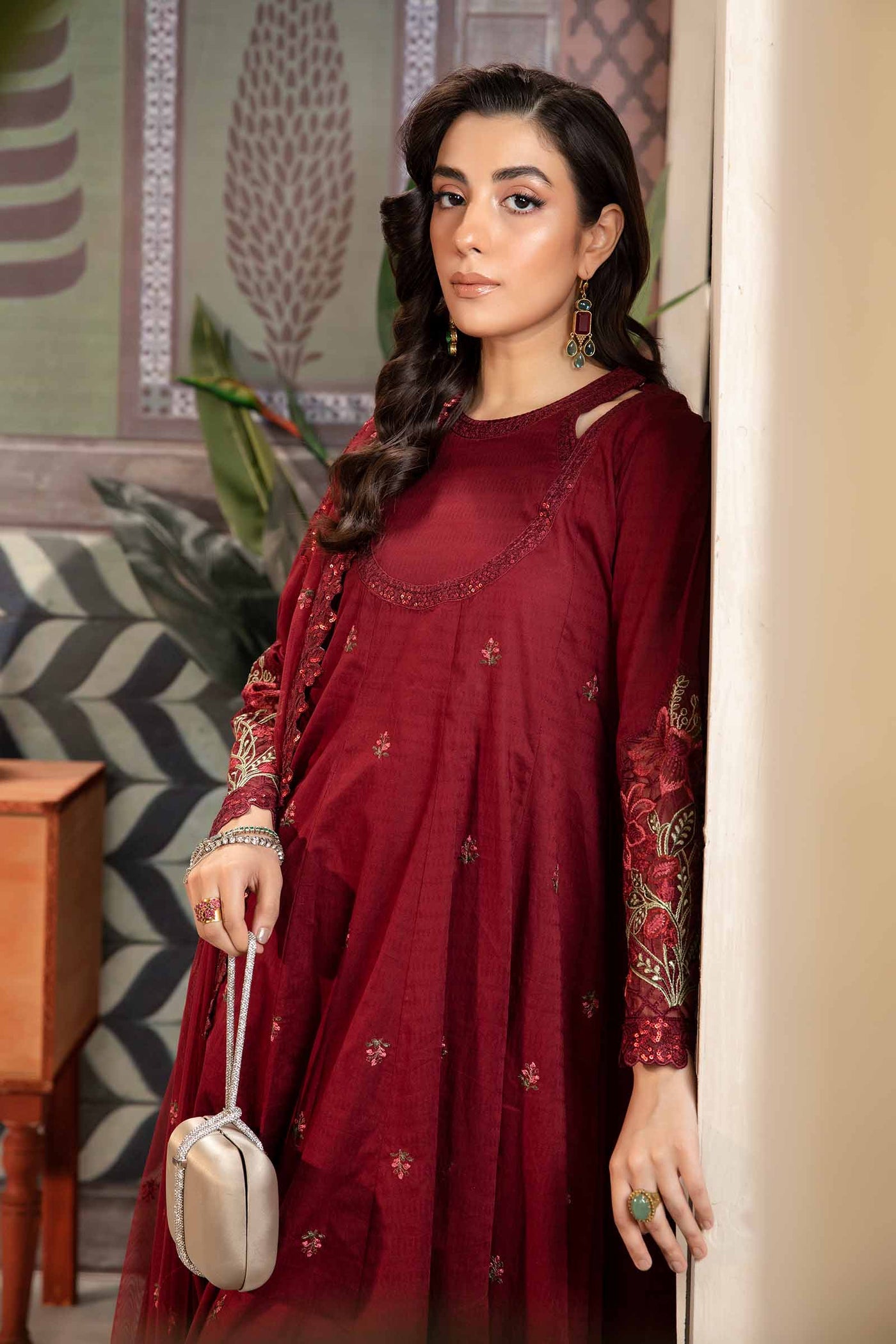 3 Piece Embroidered Dobby Lawn Suit | DW-PF24-05