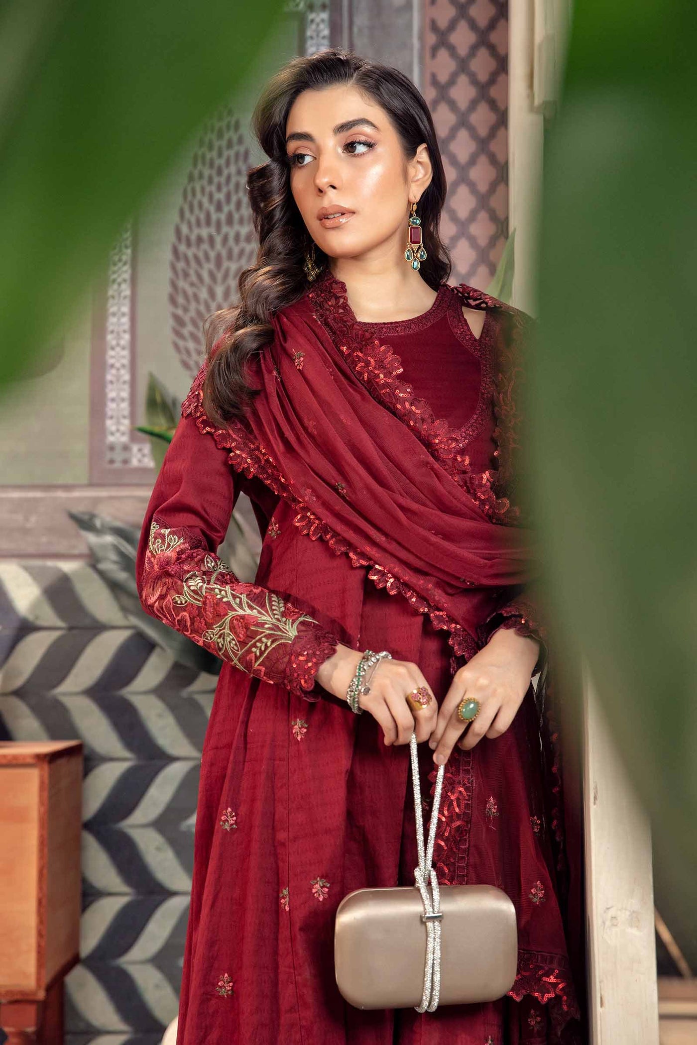 3 Piece Embroidered Dobby Lawn Suit | DW-PF24-05