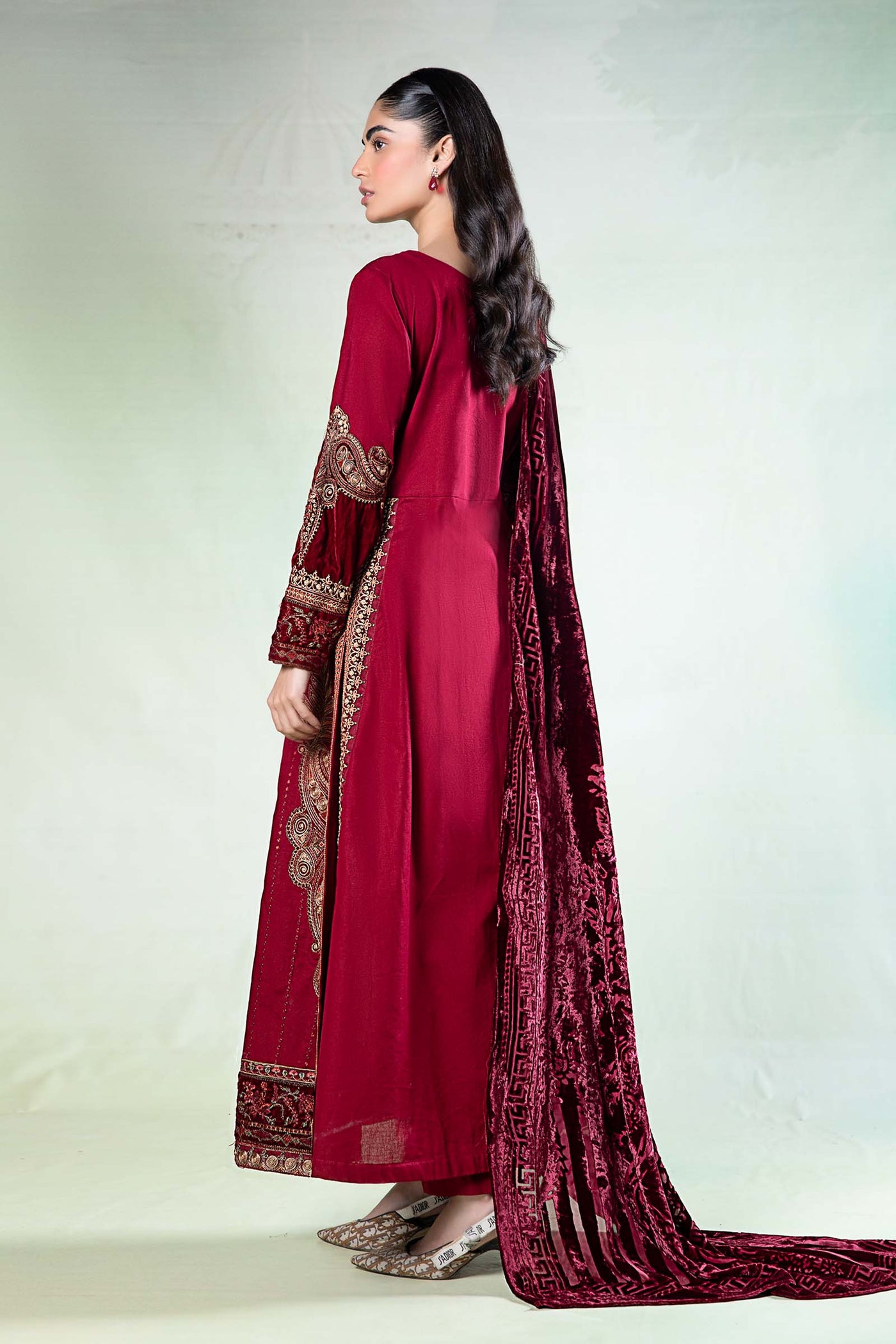 3 Piece Embroidered Khaddar Suit | DW-W24-146