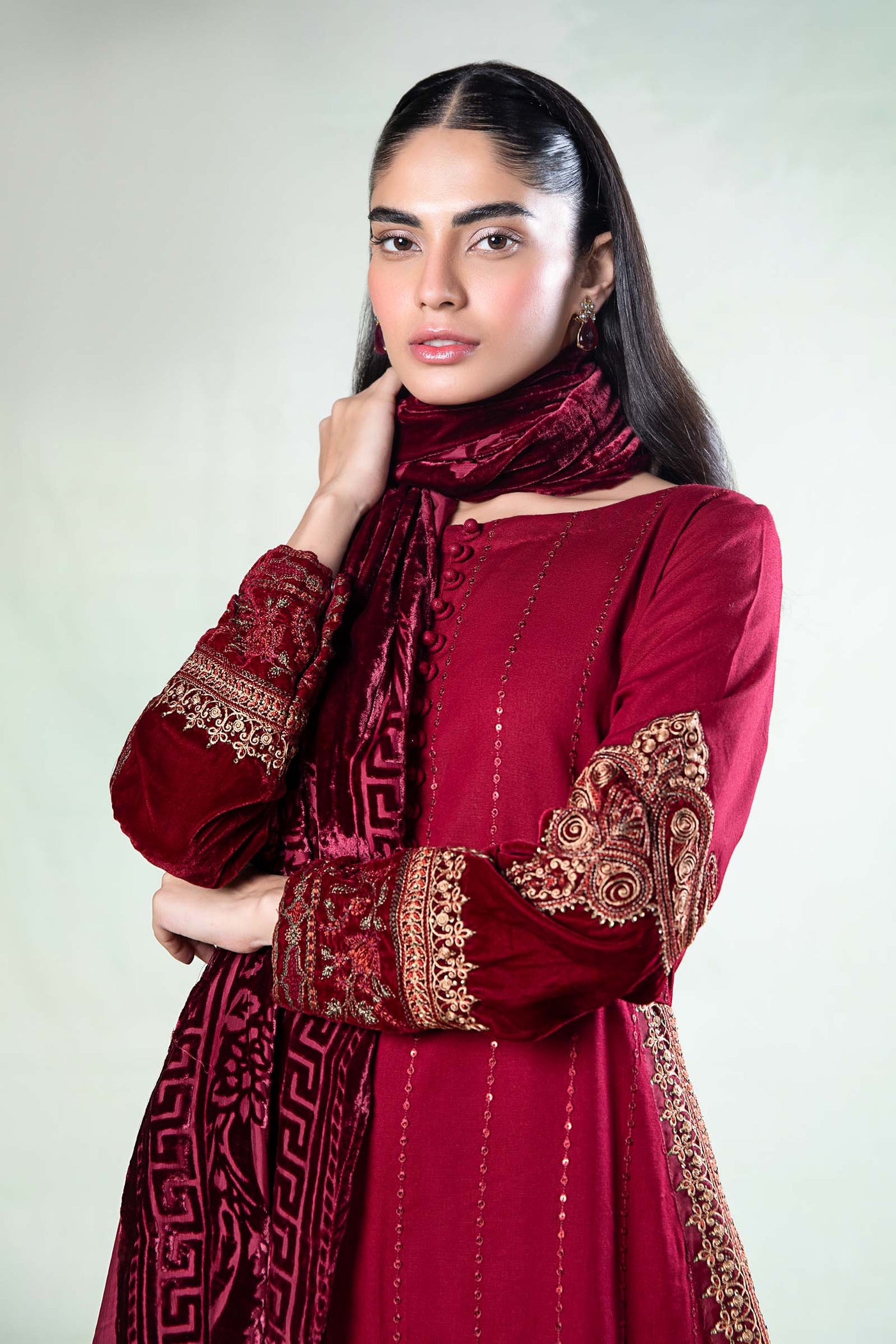 3 Piece Embroidered Khaddar Suit | DW-W24-146