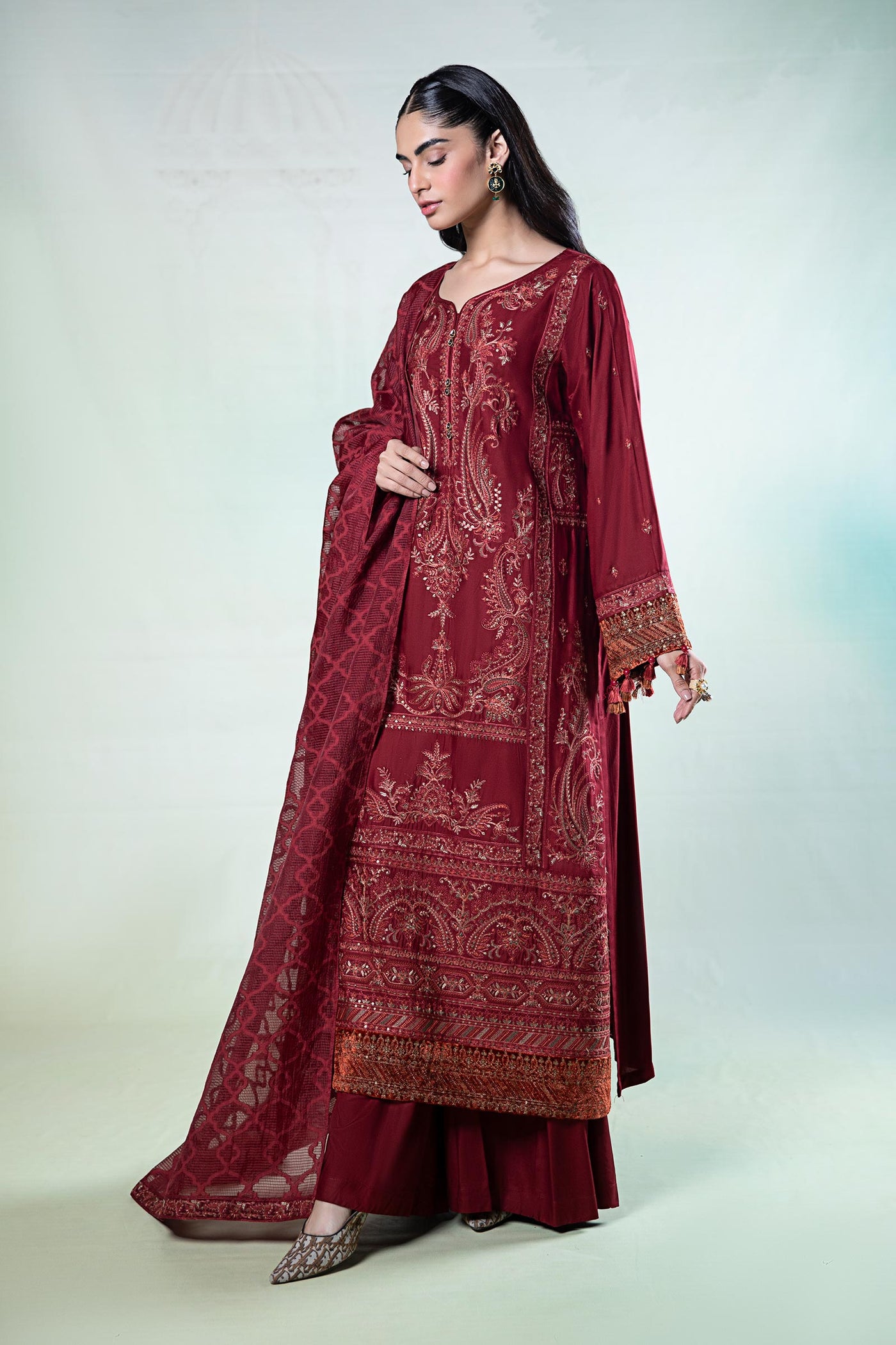 3 Piece Embroidered Khaddar Suit | DW-W24-22