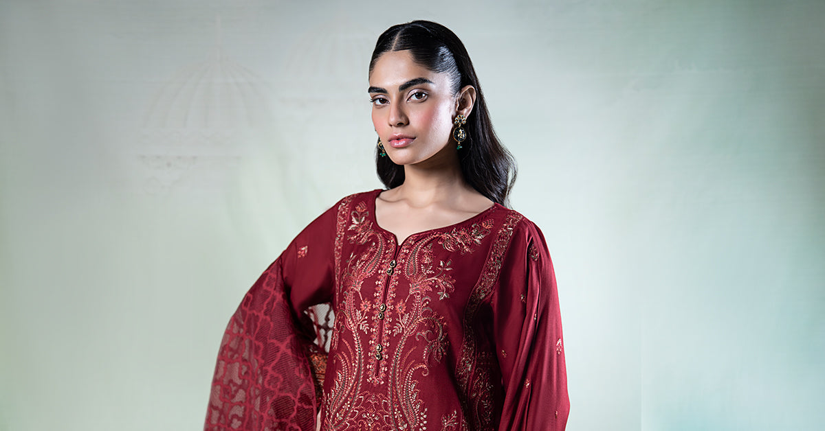 3 Piece Embroidered Khaddar Suit | DW-W24-22