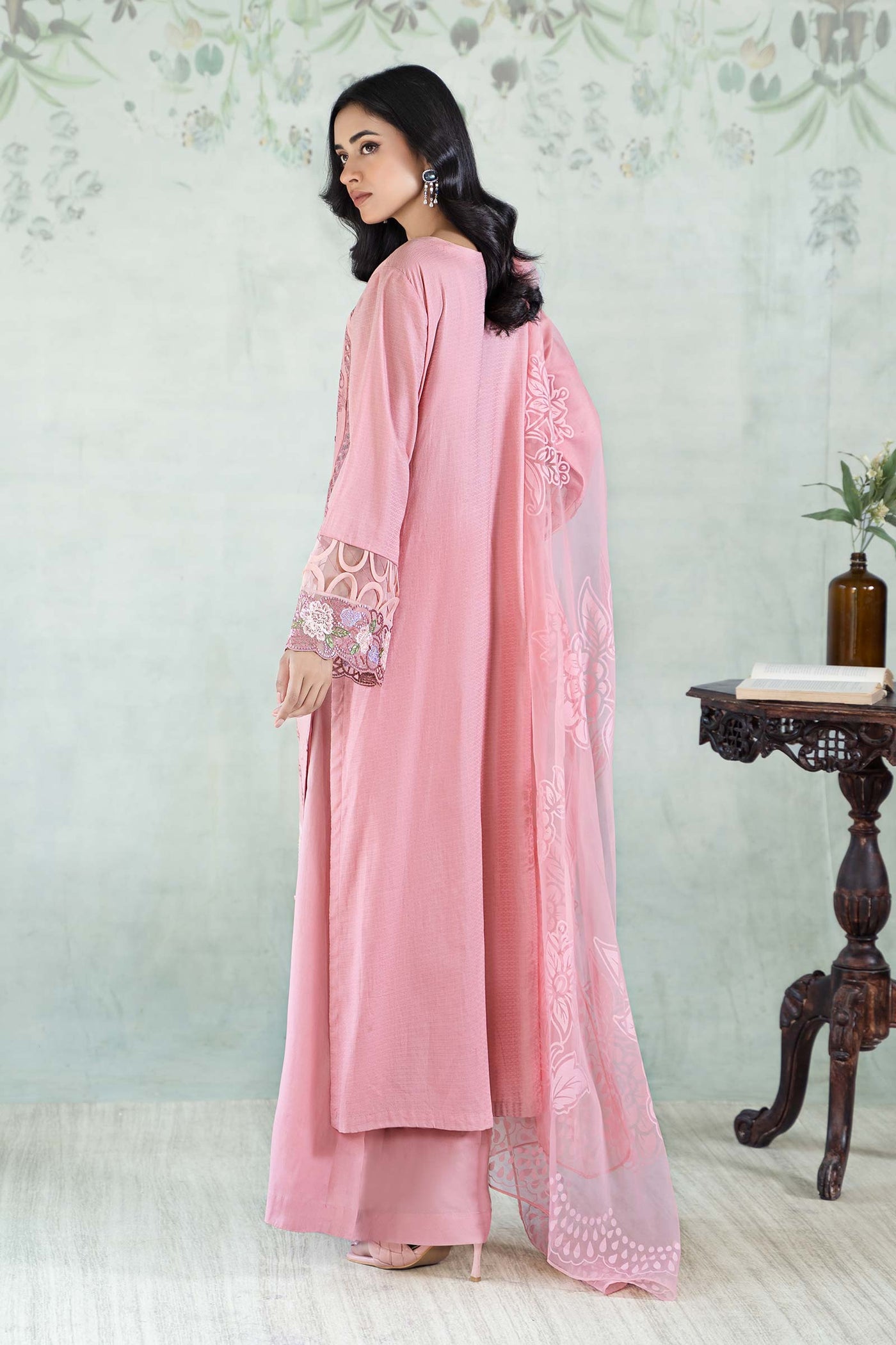 3 Piece Embroidered Dobby Lawn Suit | DW-EA24-03