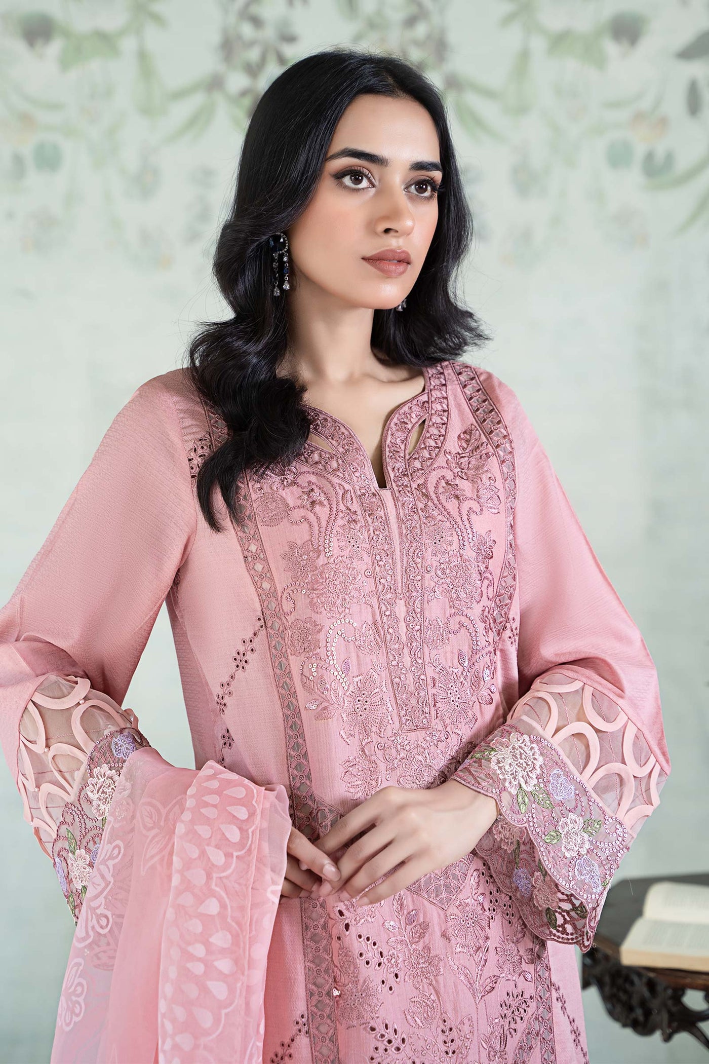 3 Piece Embroidered Dobby Lawn Suit | DW-EA24-03