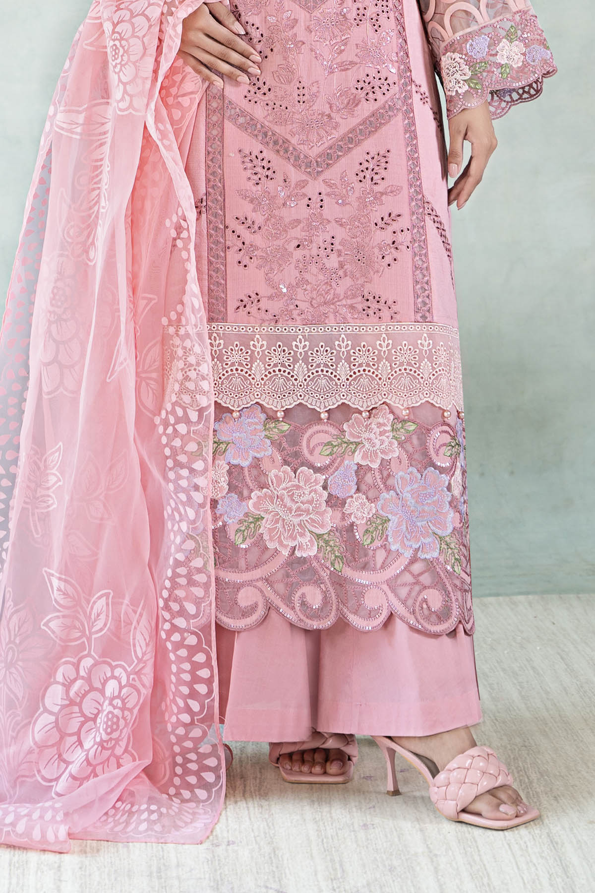 3 Piece Embroidered Dobby Lawn Suit | DW-EA24-03