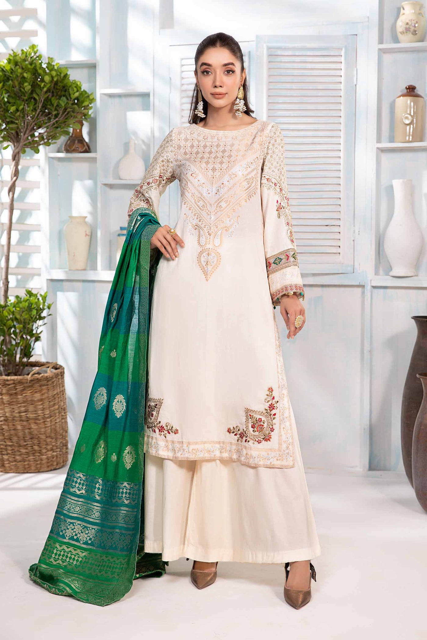 3 Piece Dyed Jacquard Broshia Suit | DW-EA24-28