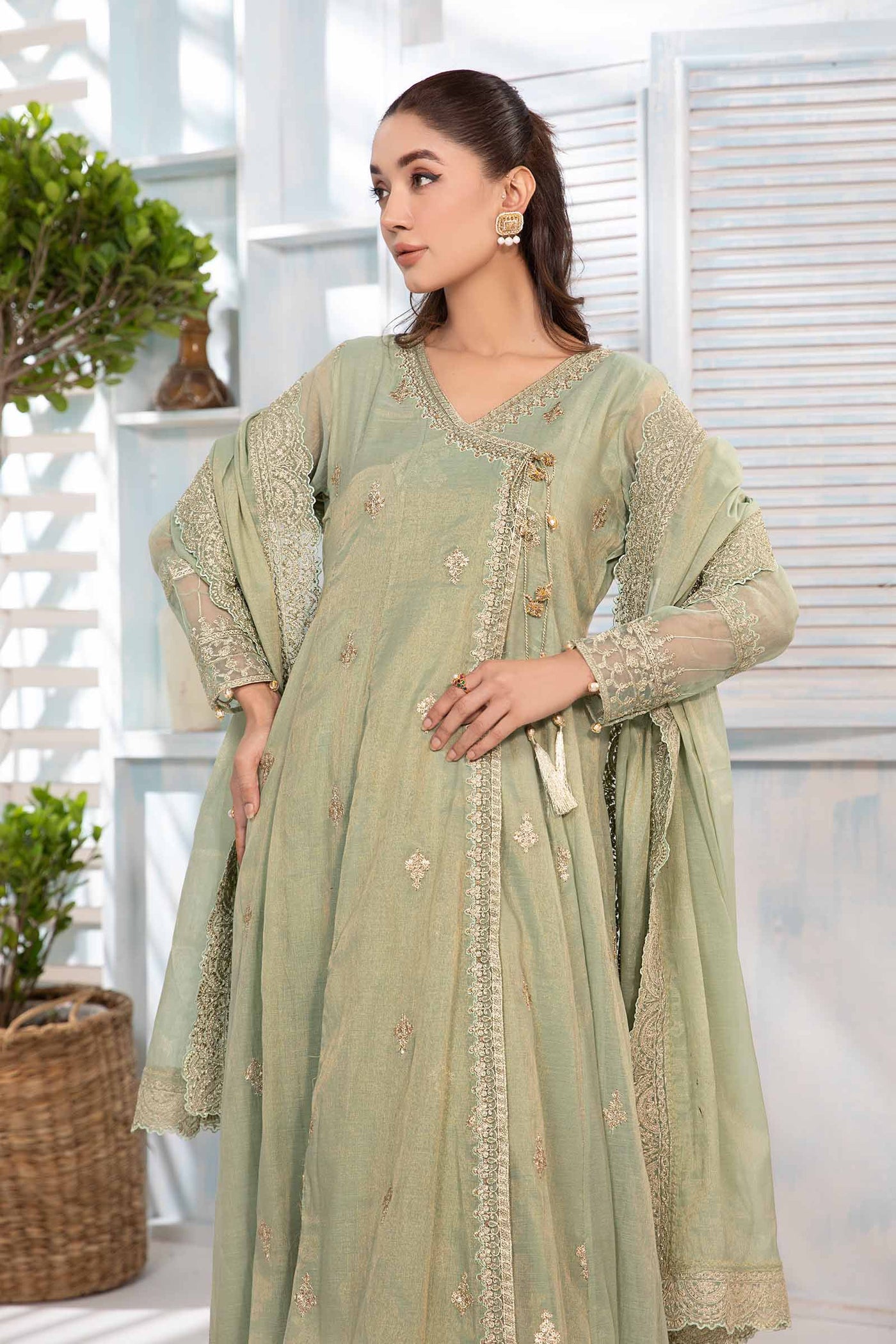 3 Piece Embroidered Cotton Masoori Suit | DW-EA24-56