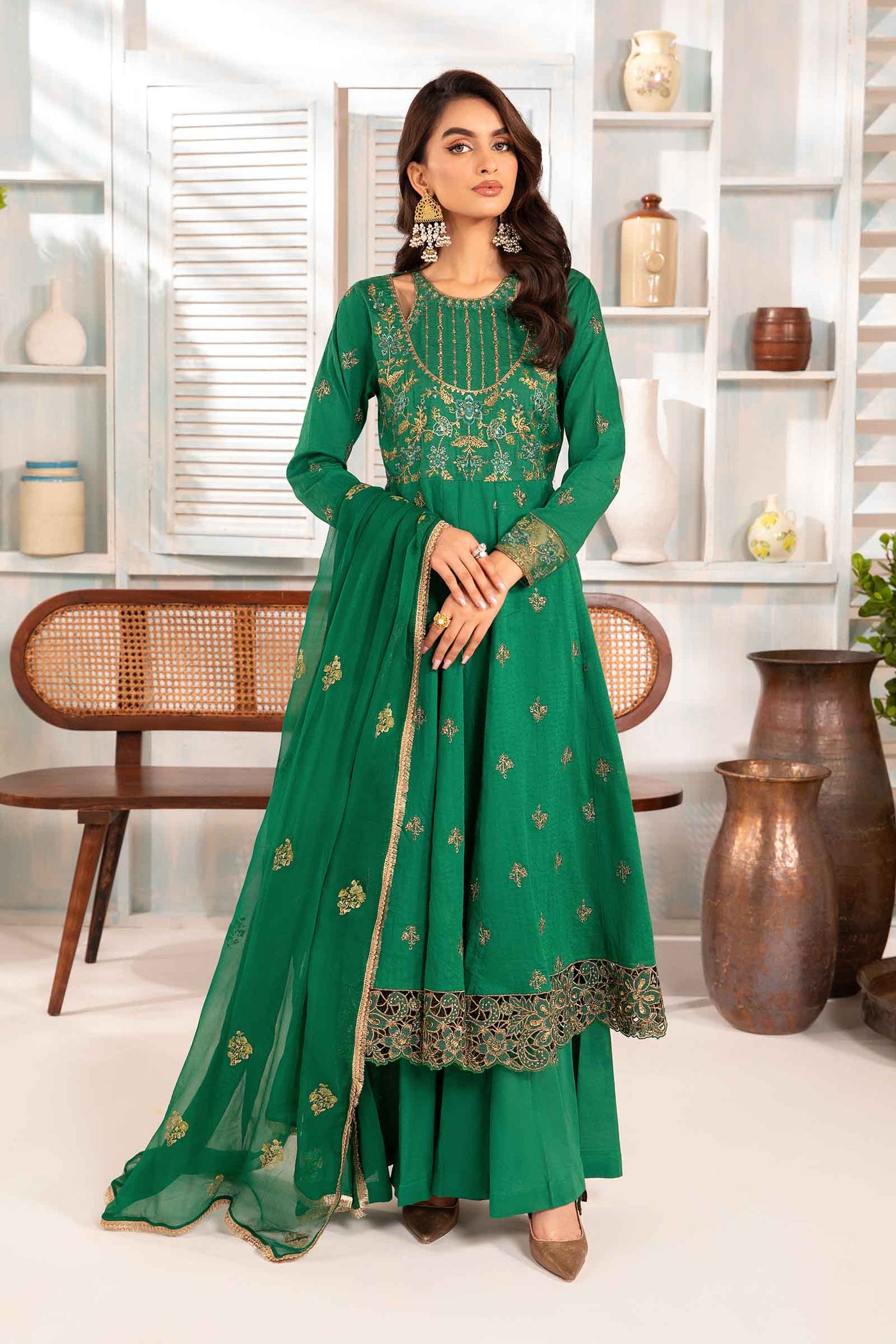 3 Piece Embroidered Jacquard Lawn Suit | DW-EA24-77