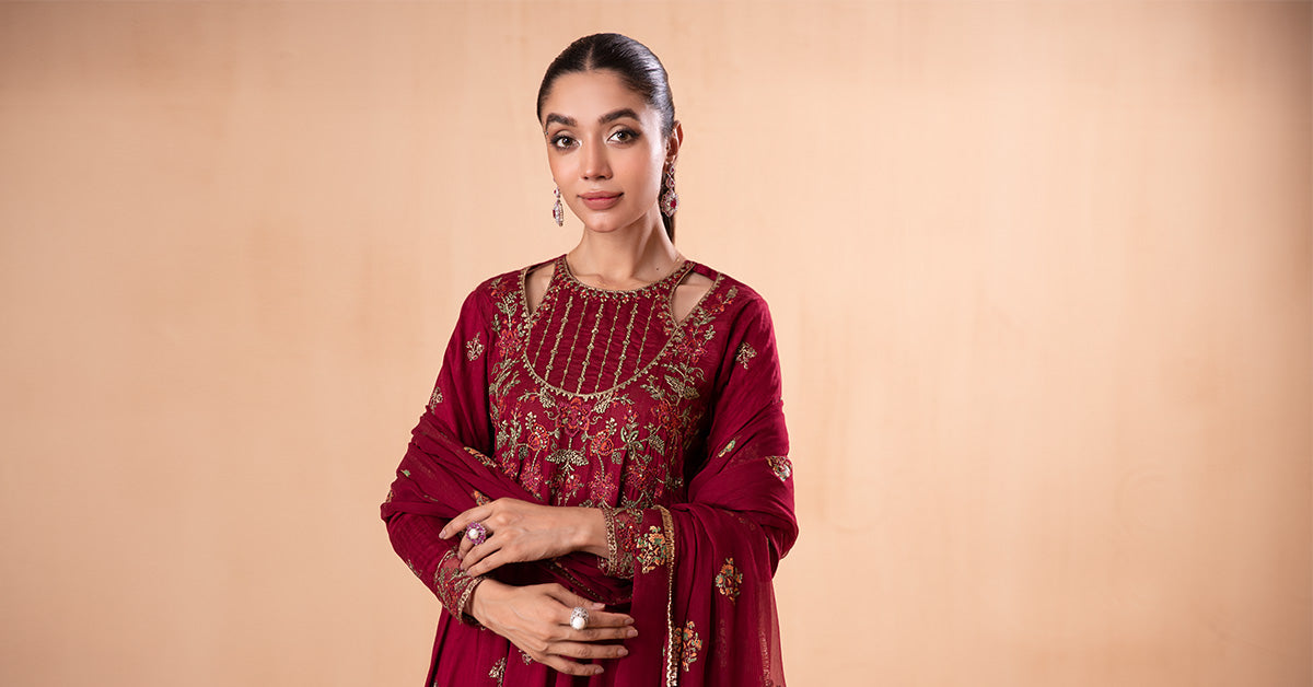 3 Piece Embroidered Jacquard Lawn Suit | DW-EA24-77