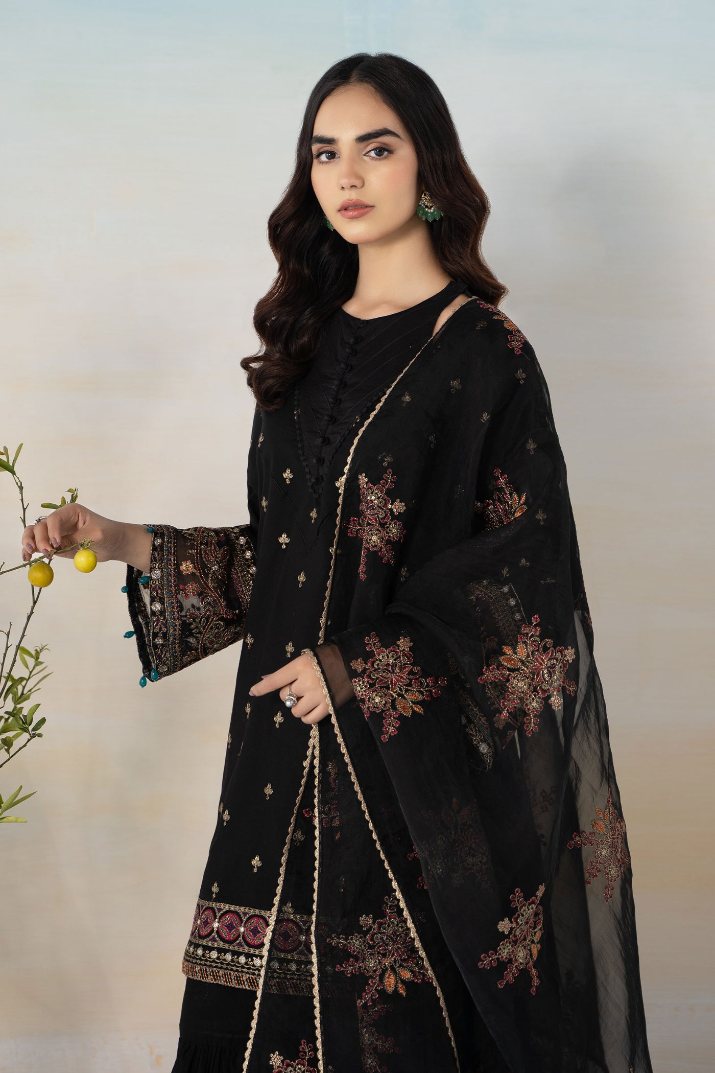 3 Piece Embroidered Jacquard Suit | DW-EF24-15