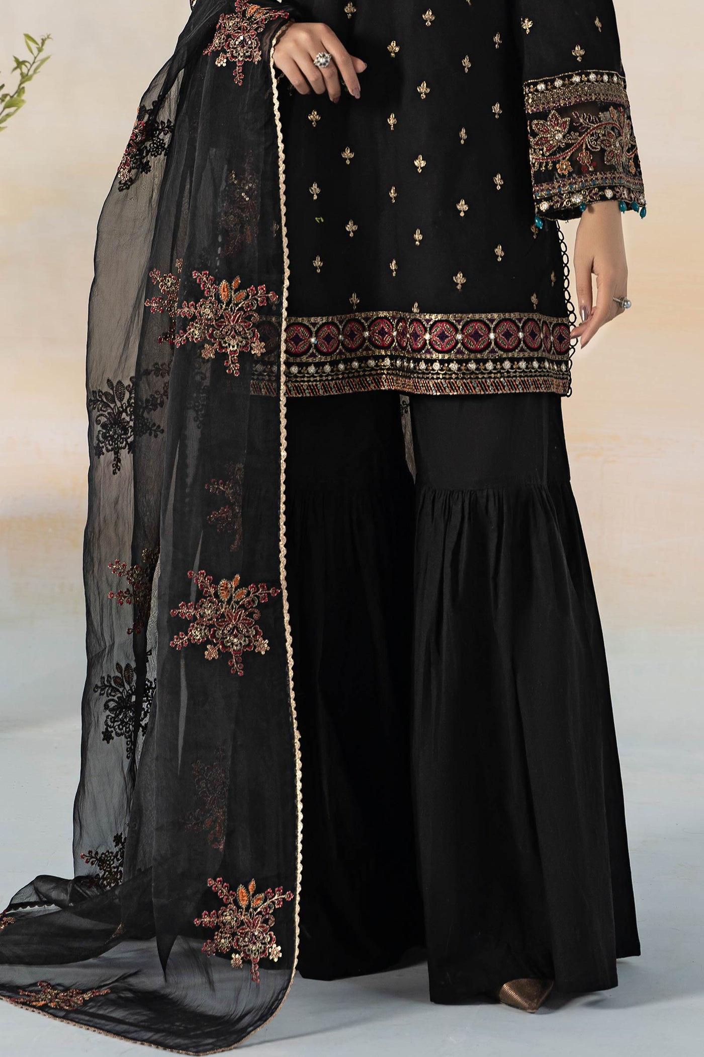 3 Piece Embroidered Jacquard Suit | DW-EF24-15