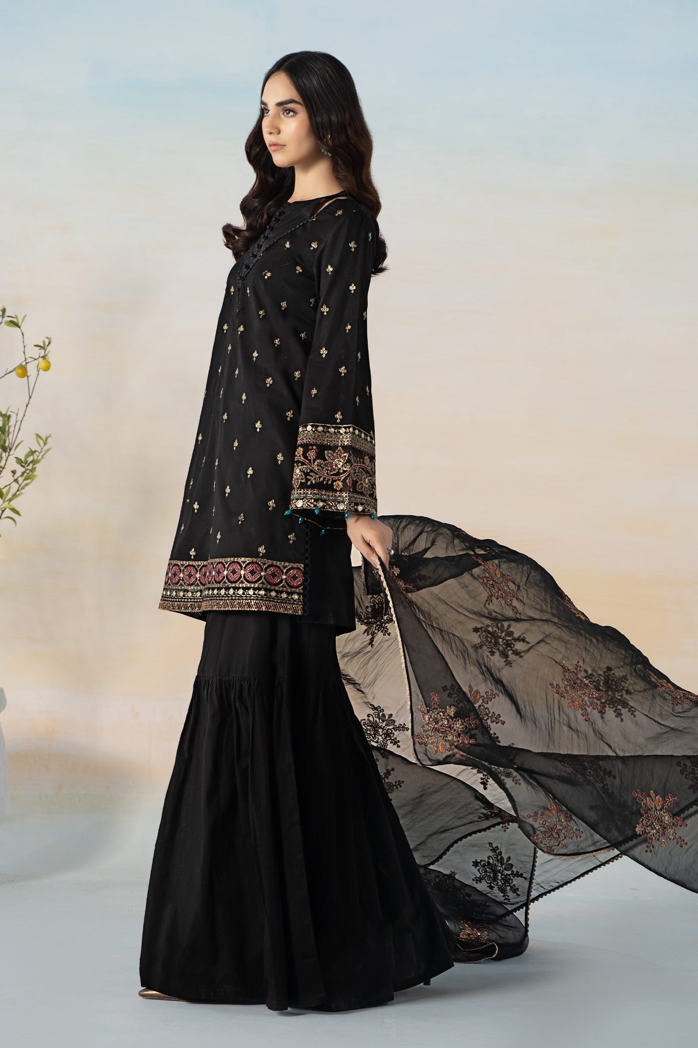 3 Piece Embroidered Jacquard Suit | DW-EF24-15